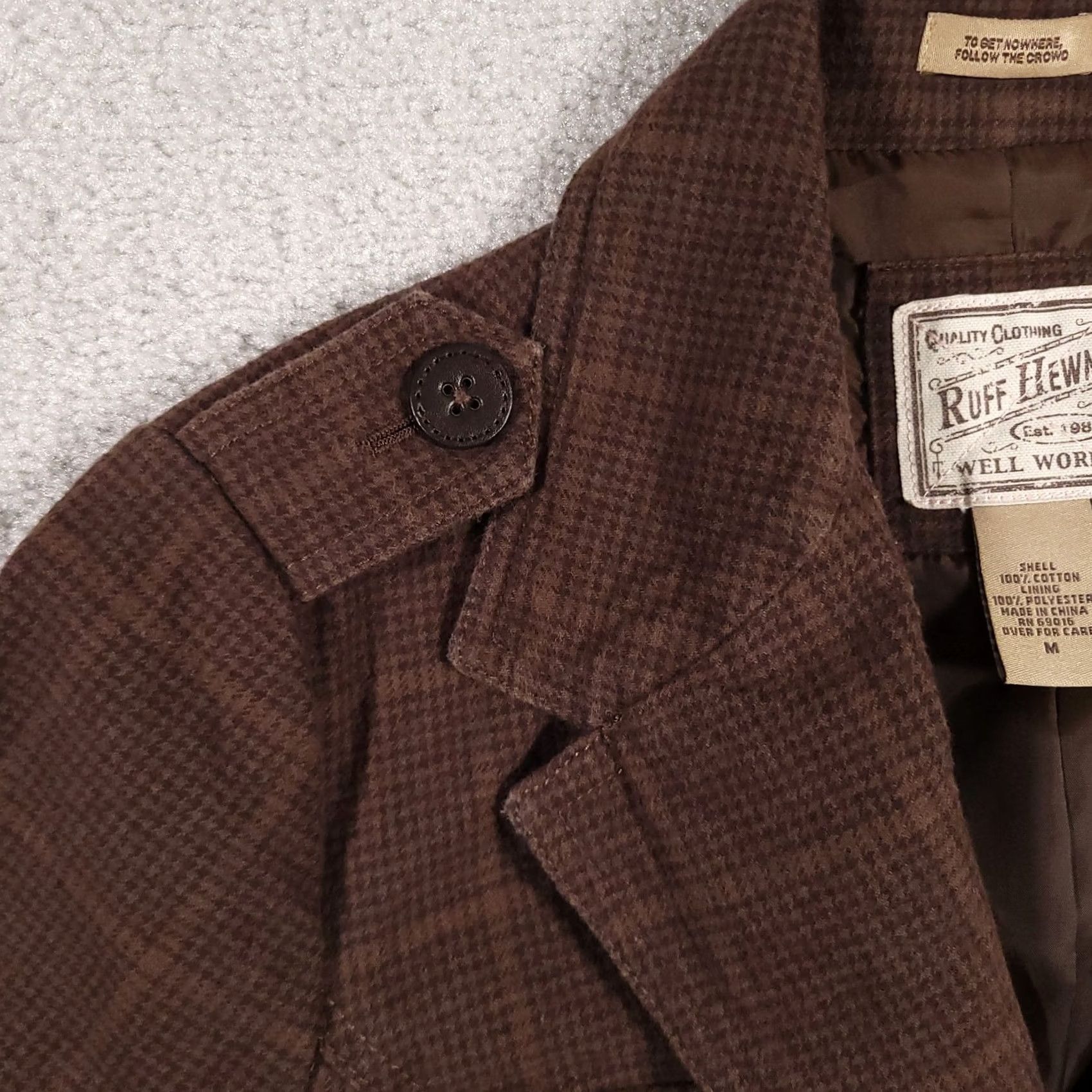 Vintage Ruff Hewn Blazer Jacket Women's M Brown Plaid 3 Button Front Well Worn Size M / US 6-8 / IT 42-44 - 5 Thumbnail