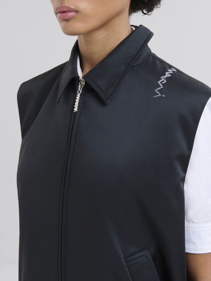 Marni o1f1d3z0326 Taffeta Bomber Vest With Symbol in Black Size XL / US 12-14 / IT 48-50 - 4 Thumbnail