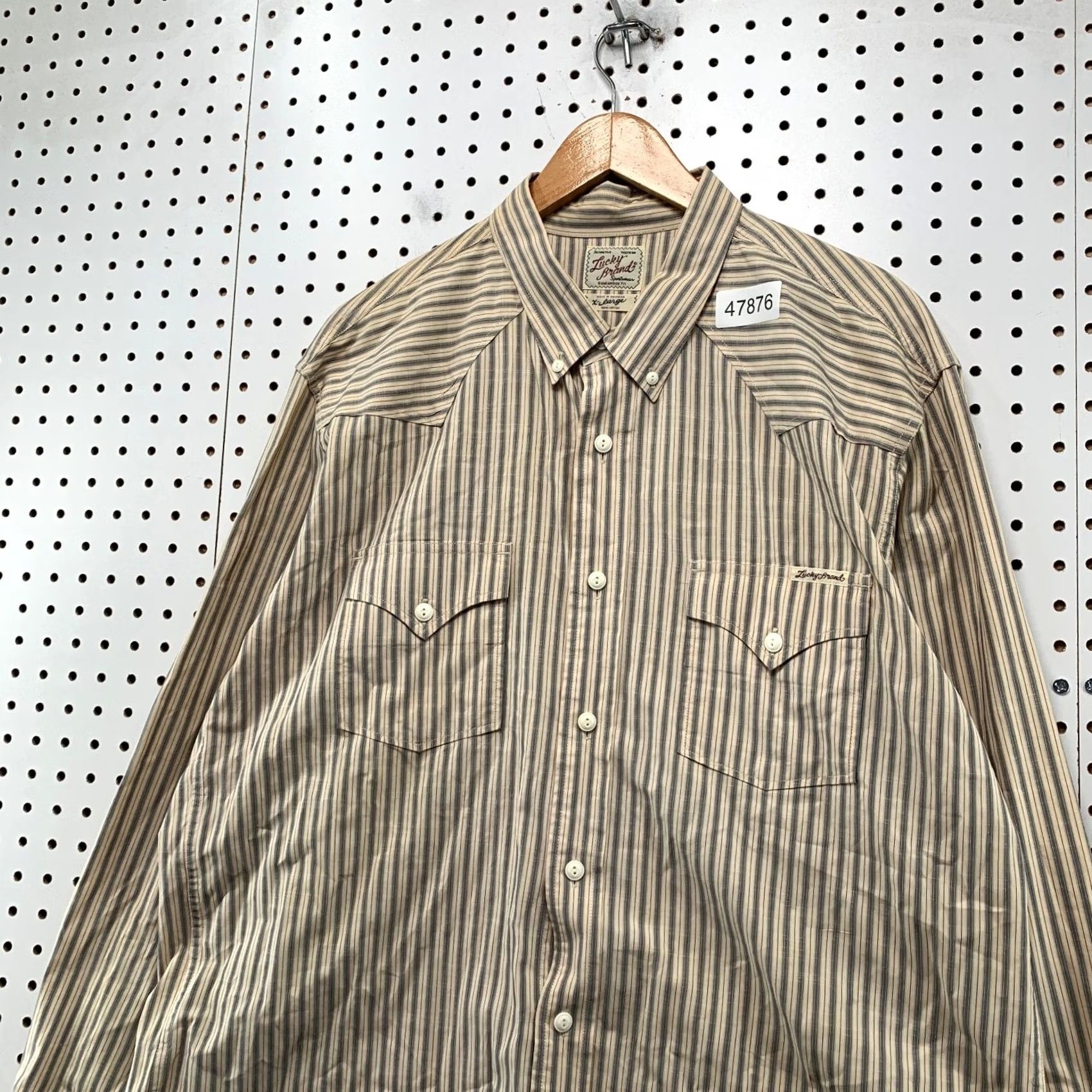 Lucky Brand Lucky Brand Western Snap Shirt Mens XL Beige Striped Long Sleeve Retro VIntage Size US XL / EU 56 / 4 - 7 Thumbnail