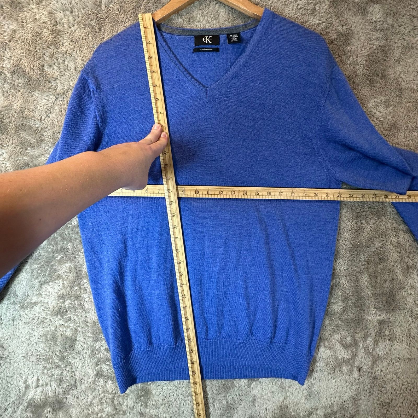 Calvin Klein Calvin Klein Extra Fine Merino Wool V Neck Sweater Men XL Size US XL / EU 56 / 4 - 5 Thumbnail