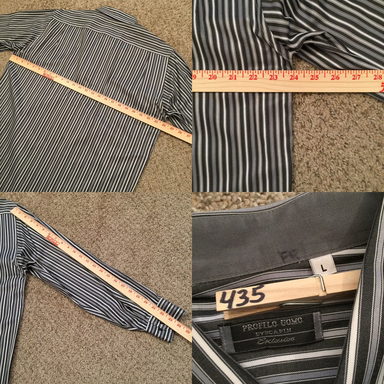 Vintage Profilo Uomo Shirt Mens L Gray Striped Long Sleeve Button Up Italy Size US L / EU 52-54 / 3 - 8 Thumbnail