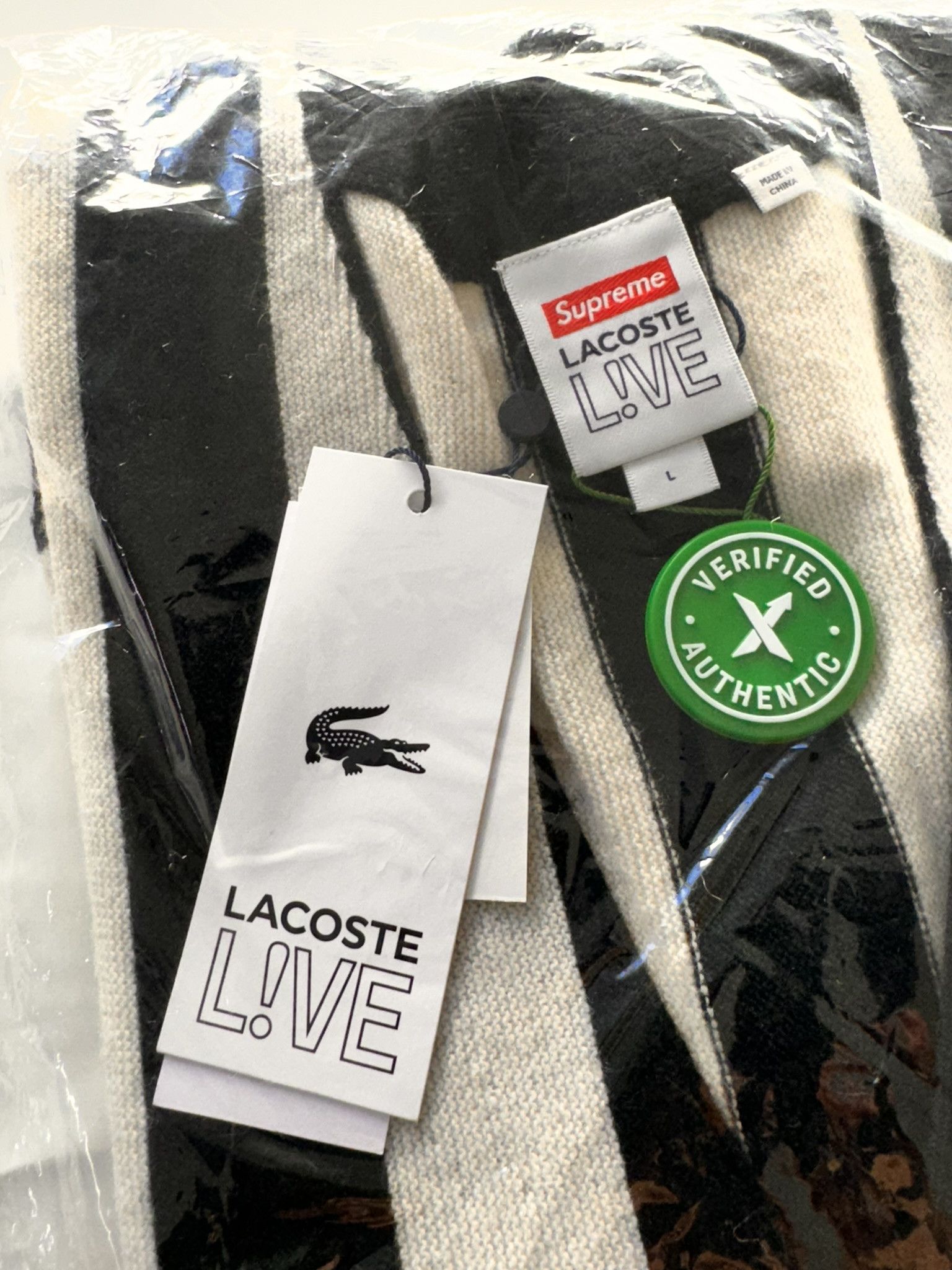 トップス supreme lacoste stripe cardigan black Supreme LACOSTE Stripe Cardigan Black Men's - FW19 - US