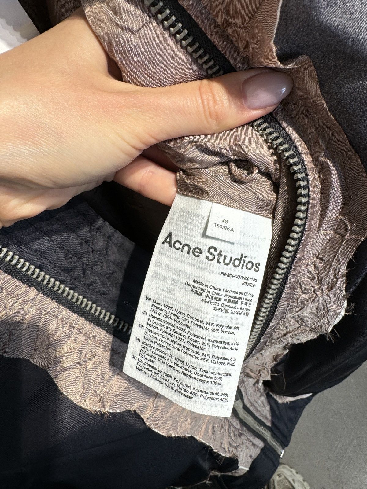 Acne Studios Last Size Acne Studios Ocari Nylon Distressed-Effect Bomber Size US XL / EU 56 / 4 - 6 Thumbnail