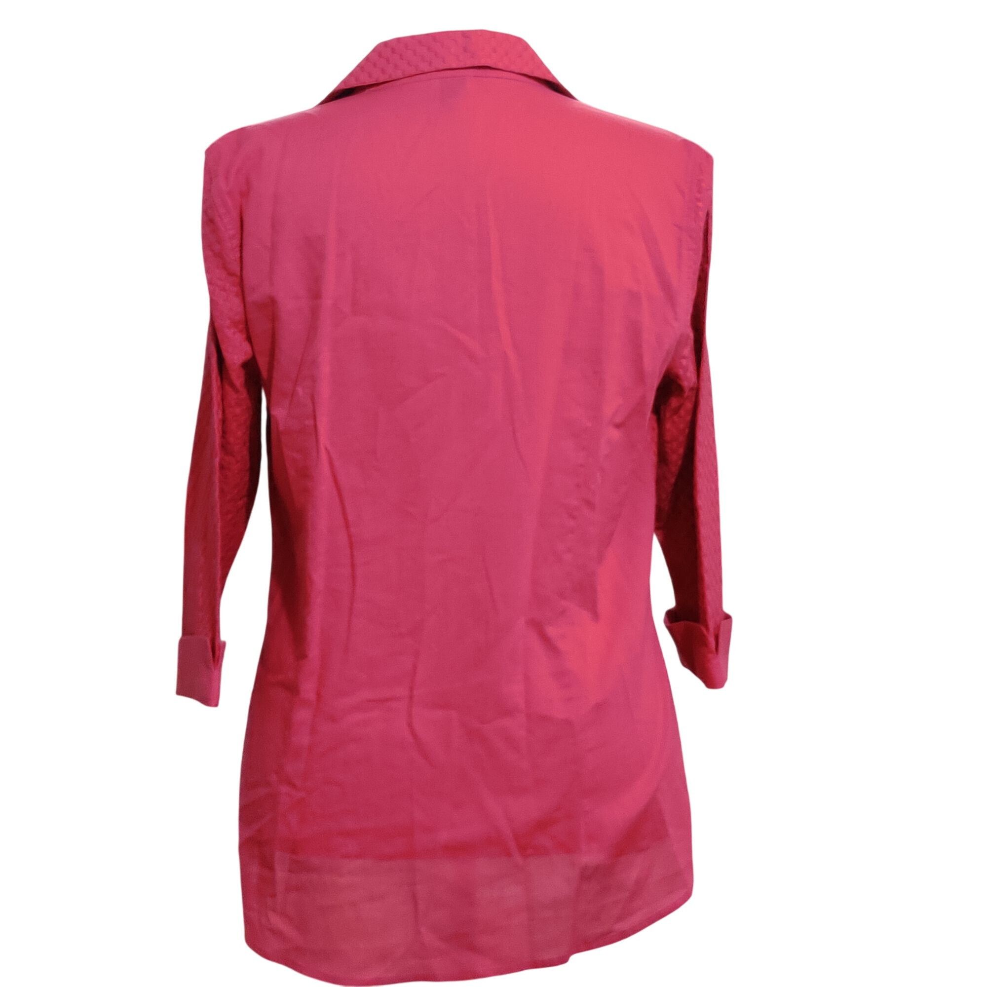 Anne Klein Anne Klein L Pink Textured Button Up Shirt Collared 3/4 Slee Size L / US 10 / IT 46 - 4 Thumbnail