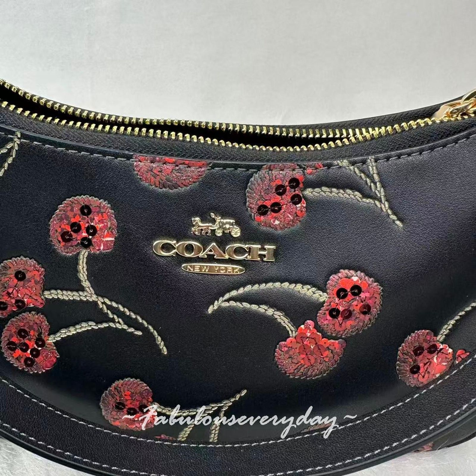 Coach Coach Teri Shoulder xbody Cherry Print Leather/Gold/Black Size ONE SIZE - 4 Thumbnail