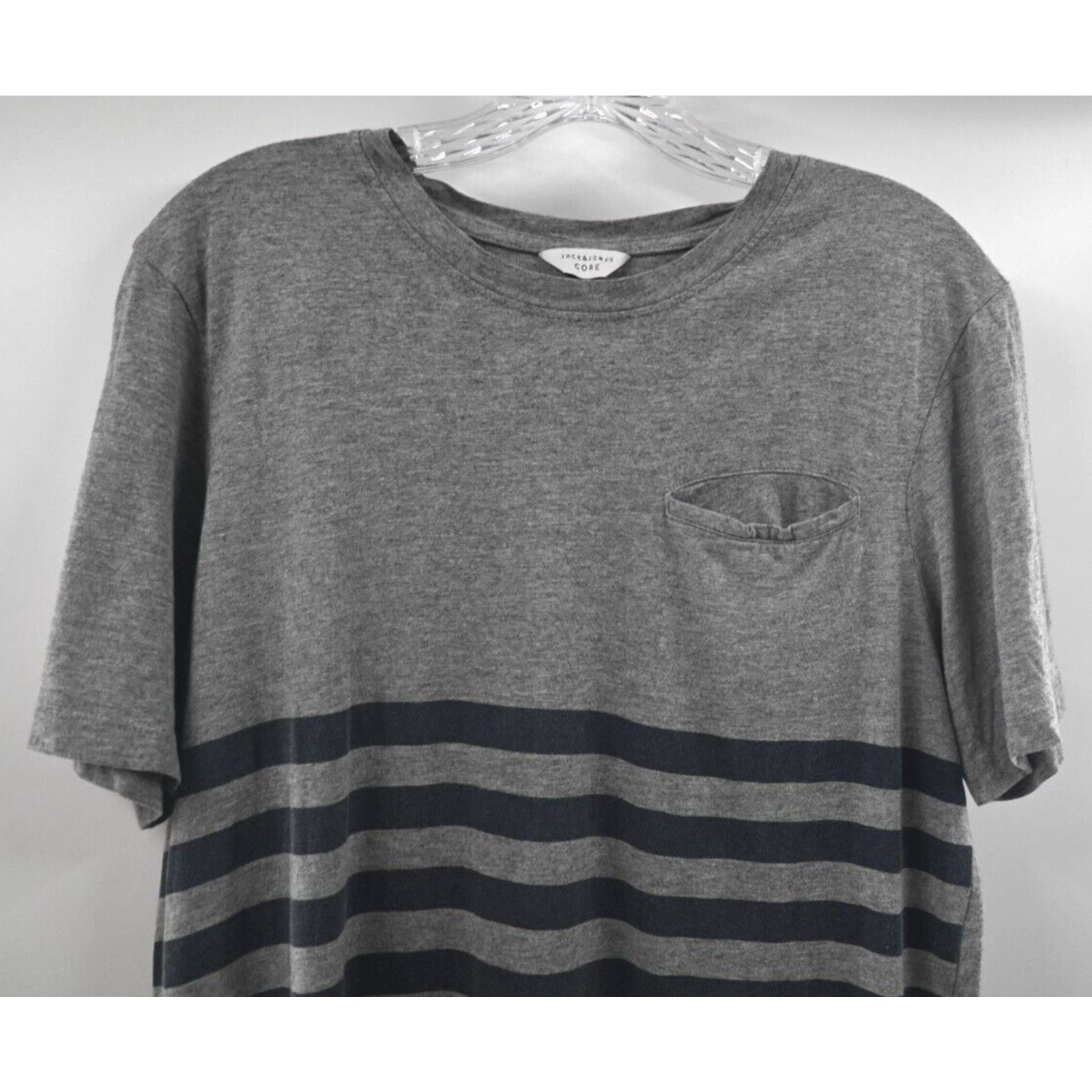 Jack & Jones Jack & Jones Core Gray Navy Longline T-Shirt Pocket Medium Size US M / EU 48-50 / 2 - 2 Thumbnail