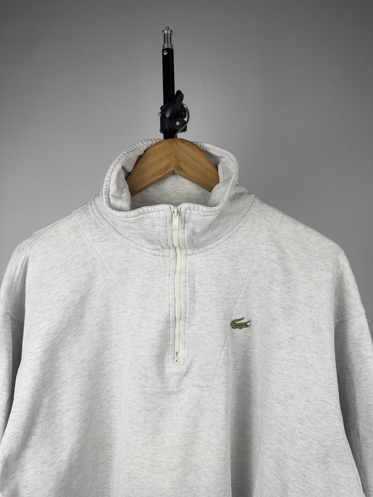 Lacoste 80s Chemise Lacoste Half Zip Sweatshirt Grey Made in France Size US M / EU 48-50 / 2 - 2 Thumbnail