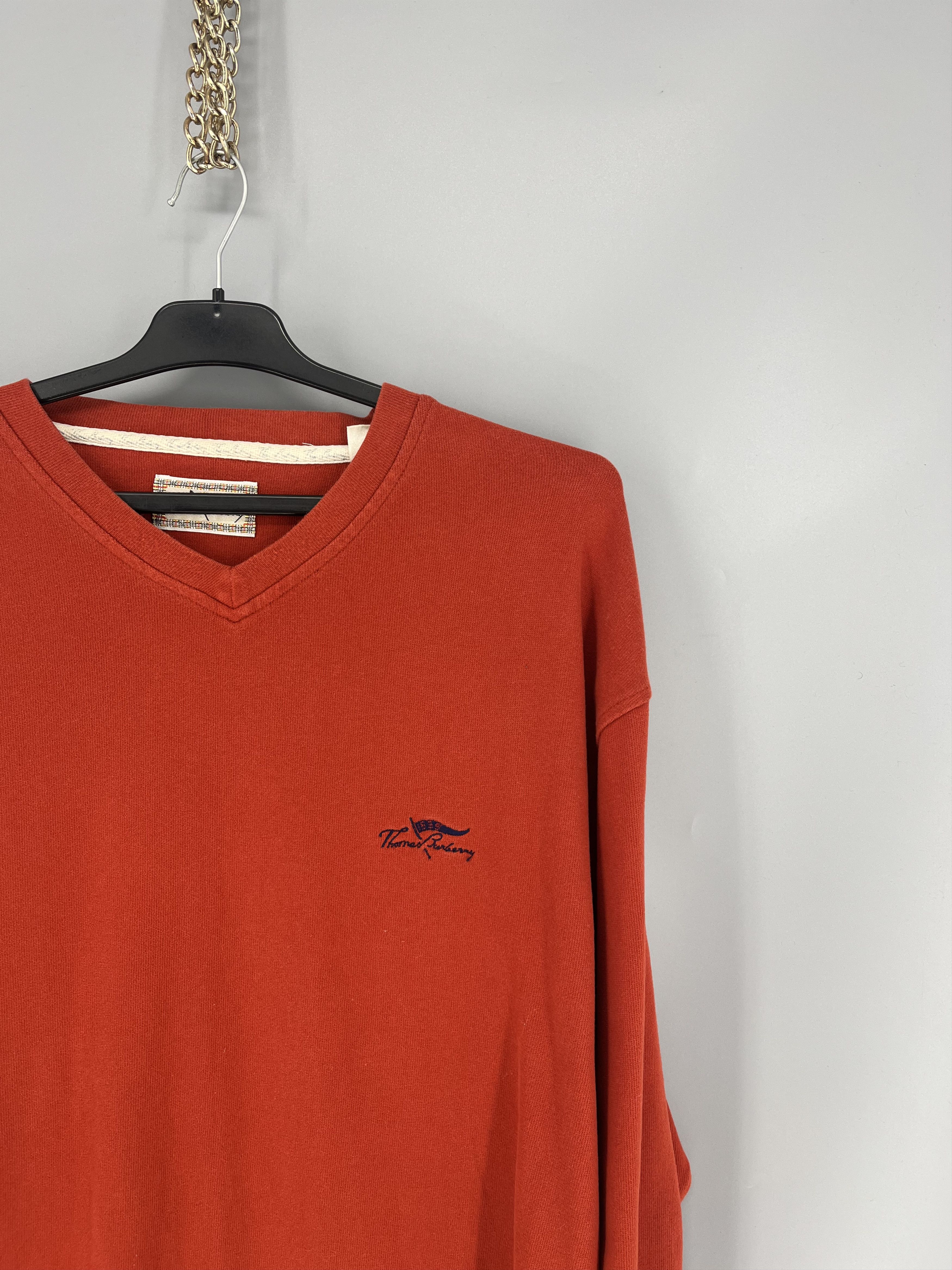 Burberry Large orange Thomas Burberry v neck jumper Size US XL / EU 56 / 4 - 5 Thumbnail