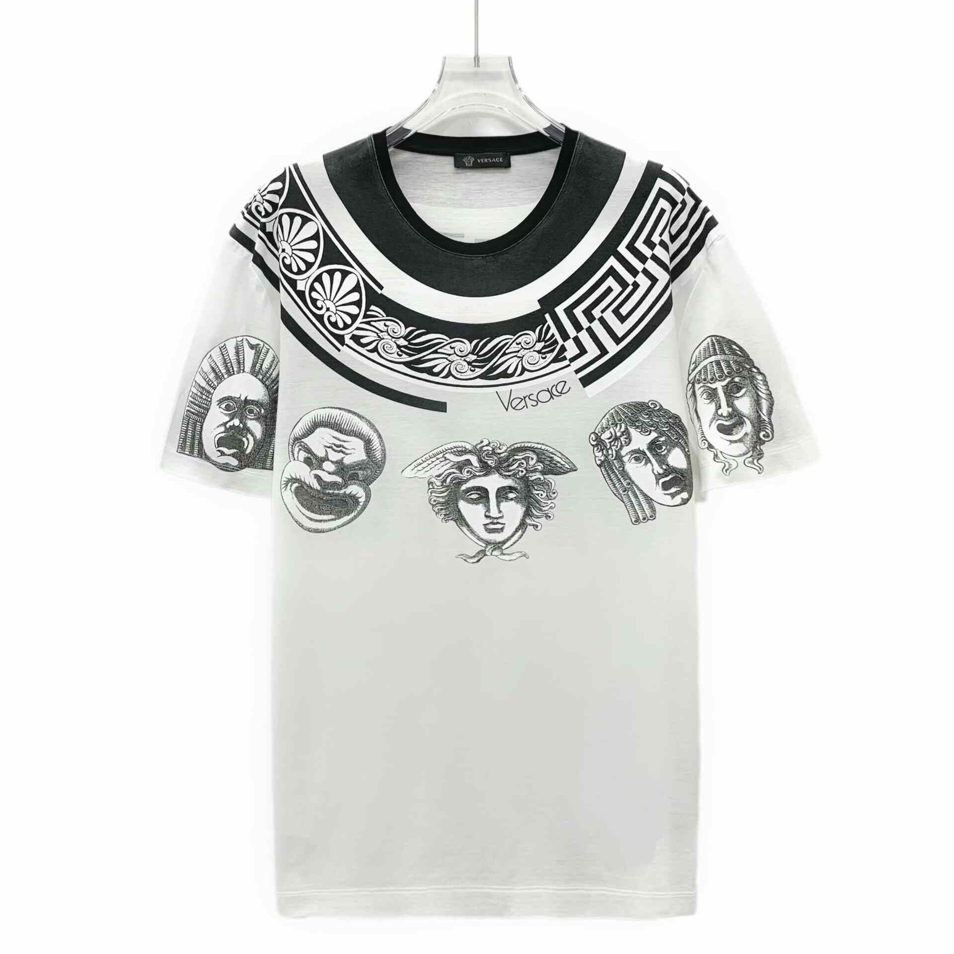 Versace Versace White Baroque Print Cotton T-Shirt Size US M / EU 48-50 / 2 - 1 Thumbnail