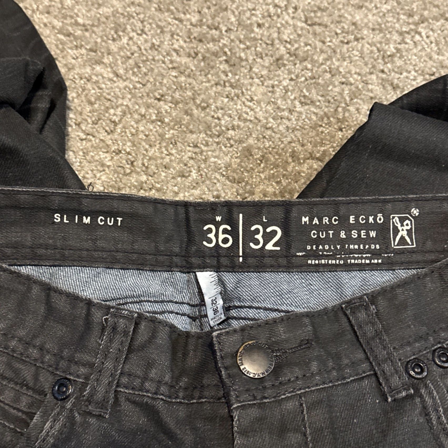 Ecko Unltd. VINTAGE Mark Ecko Cut & Sew Black Denim Jeans Slim 36x32 Jeans Men Slim Skinny Ecko Unltd. 36 Black Mens Jeans Size US 36 / EU 52 - 4 Thumbnail