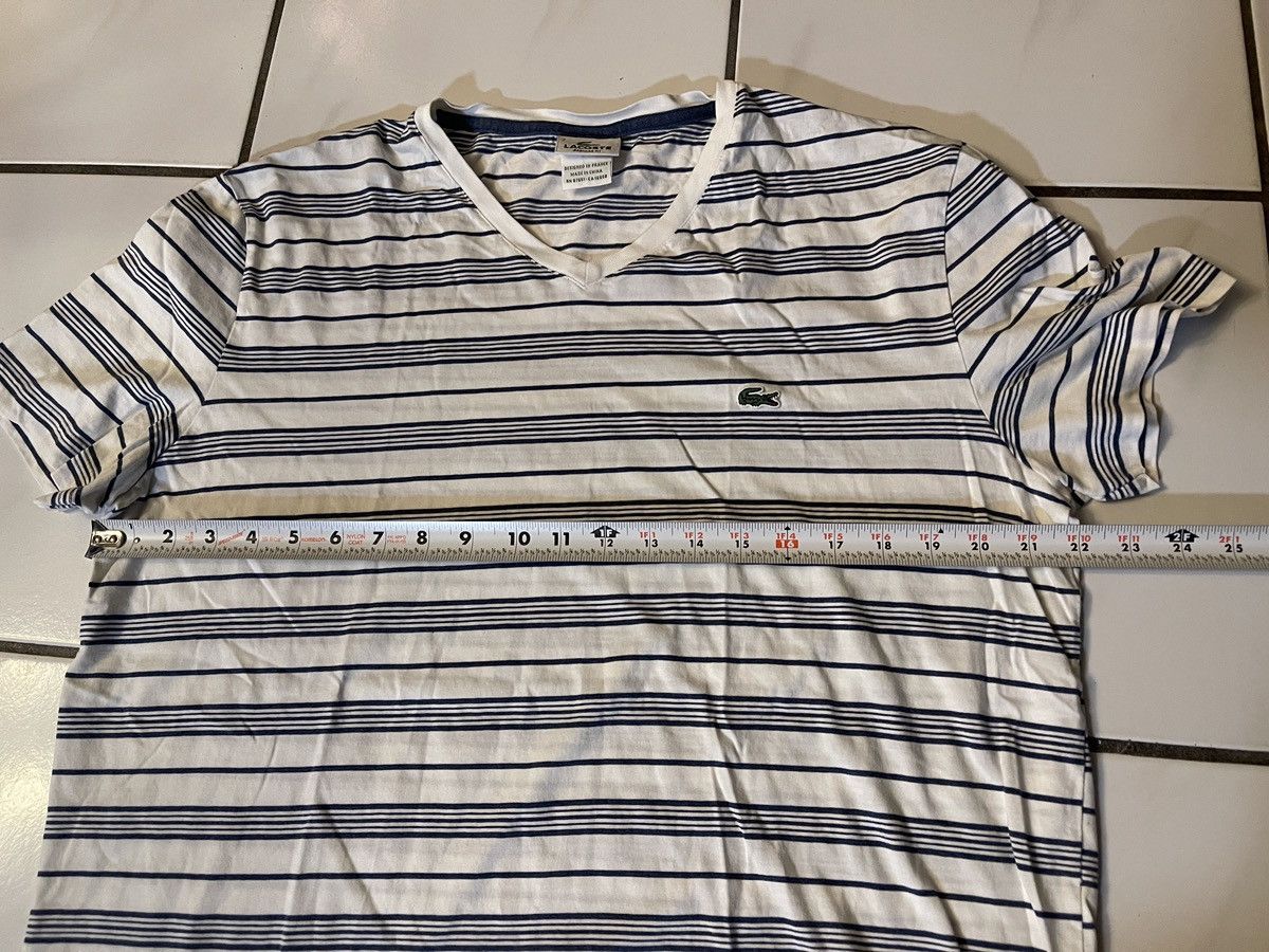 Lacoste Lacoste Men's T Shirt Size 7 (2XL) White Blue Stripes V Neck Size US XXL / EU 58 / 5 - 6 Thumbnail
