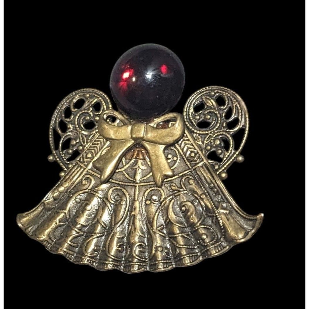 Other Vintage Red And Gold Ornate Angel Brooch Size ONE SIZE - 1 Thumbnail