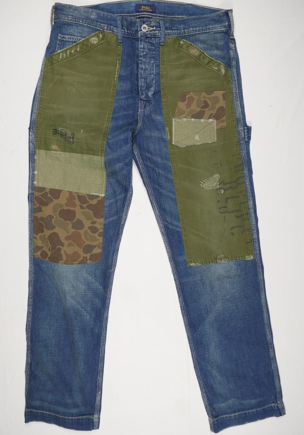 image of Polo Ralph Laurent Jeans Pants Military Patchwork Camo 32/34, Men's