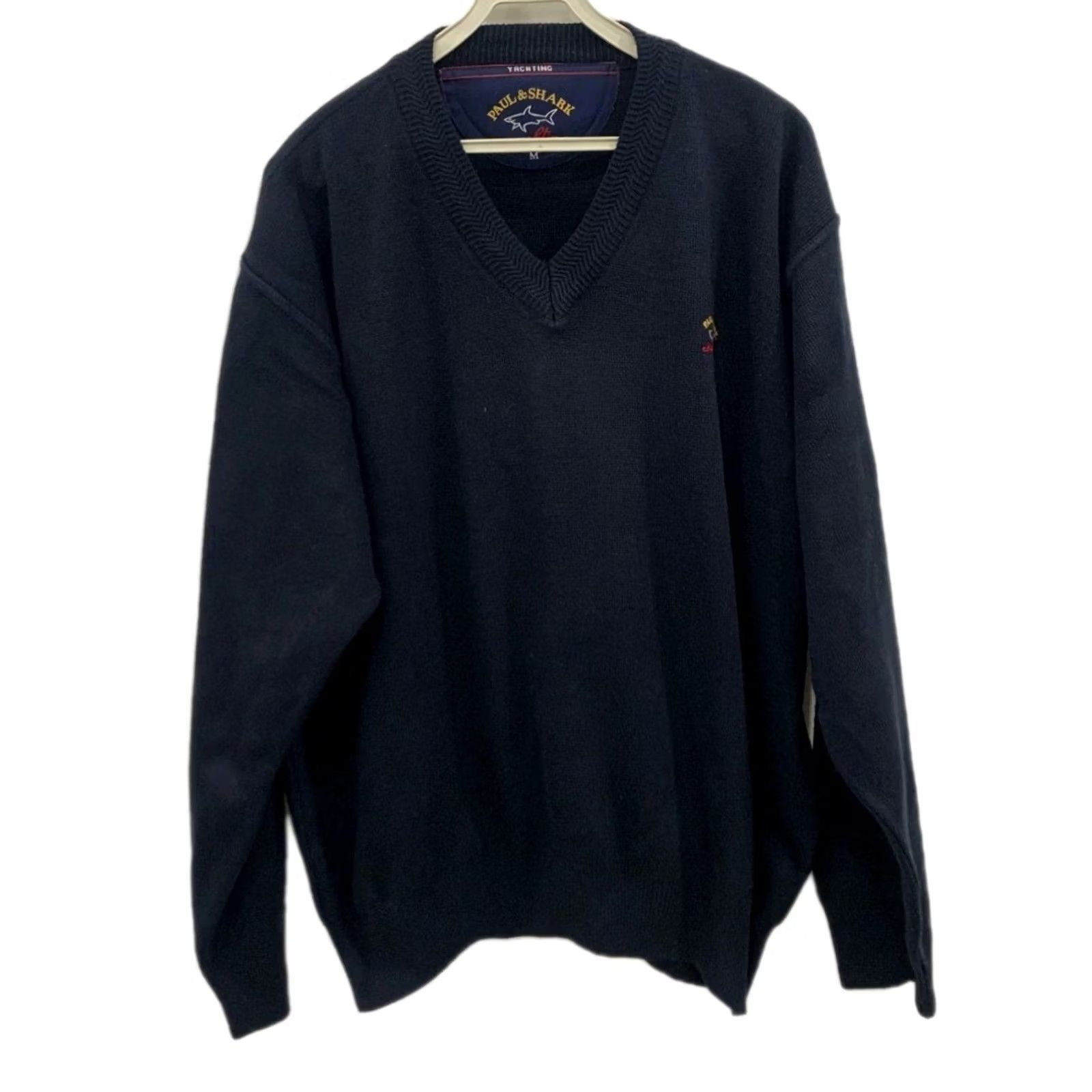 Paul & Shark VINTAGE Paul & Shark Yachting V-Neck Sweater Navy Blue 100% Virgin Wool XL Mens Size US XL / EU 56 / 4 - 2 Thumbnail