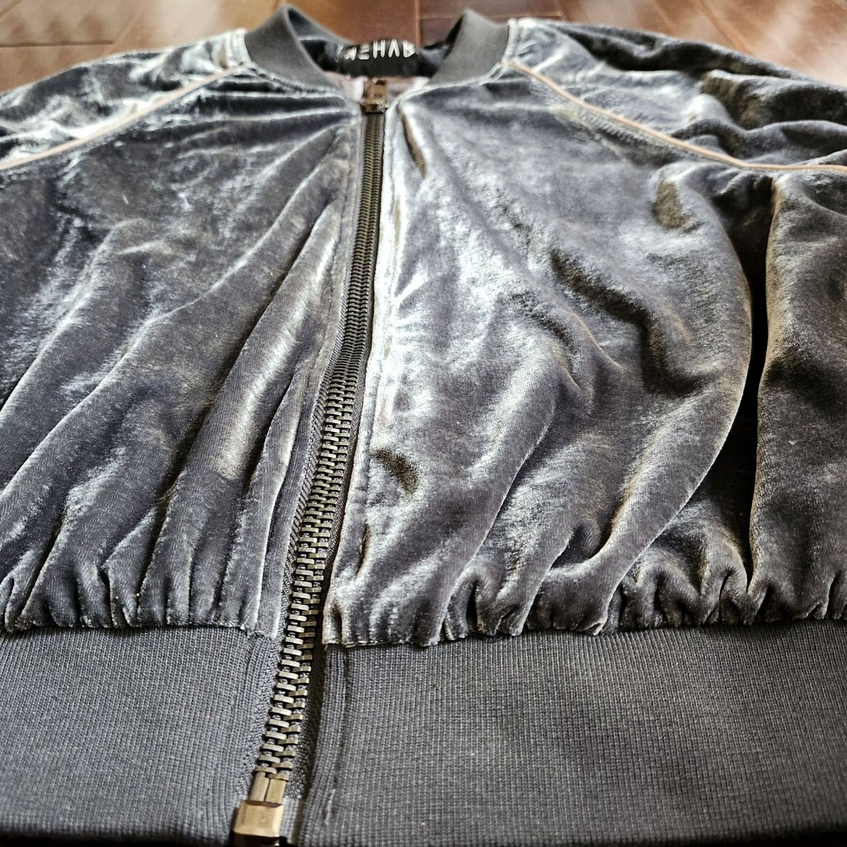 Velour Rehab Womens Jacket Velour Velvet Zip Blue Gray Long Sleeve M Regular Zip Front Size M / US 6-8 / IT 42-44 - 5 Thumbnail