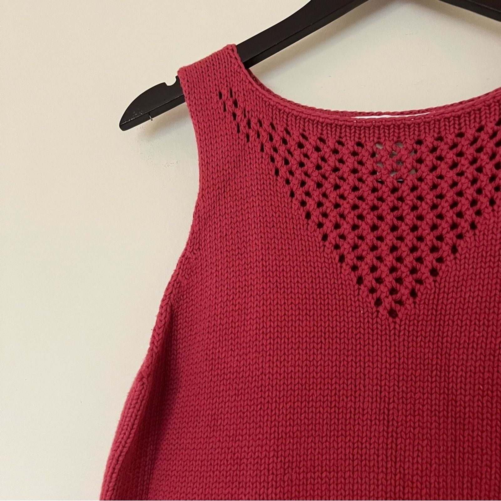 Vintage Susan Bristol Pink Crochet Knit Tank Top Size L / US 10 / IT 46 - 3 Thumbnail