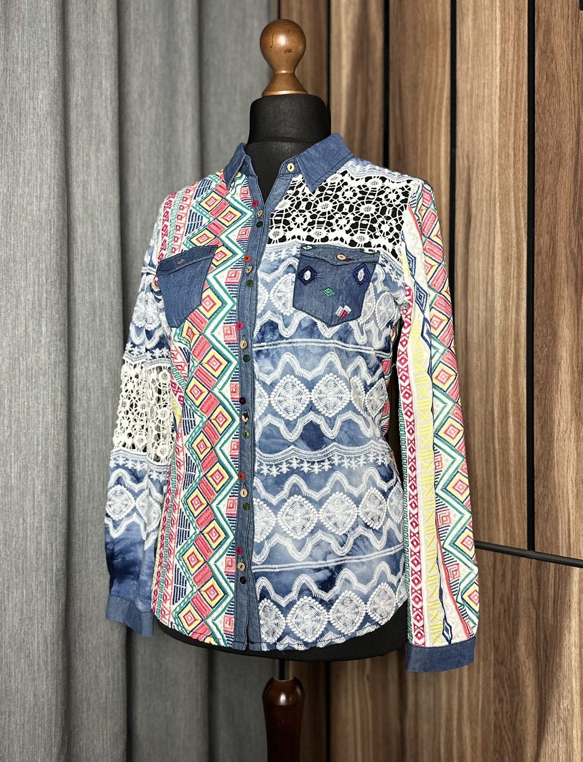Desigual Desigual Multicolor Jeans Shirt Blouse Women's Size L Size L / US 10 / IT 46 - 2 Thumbnail
