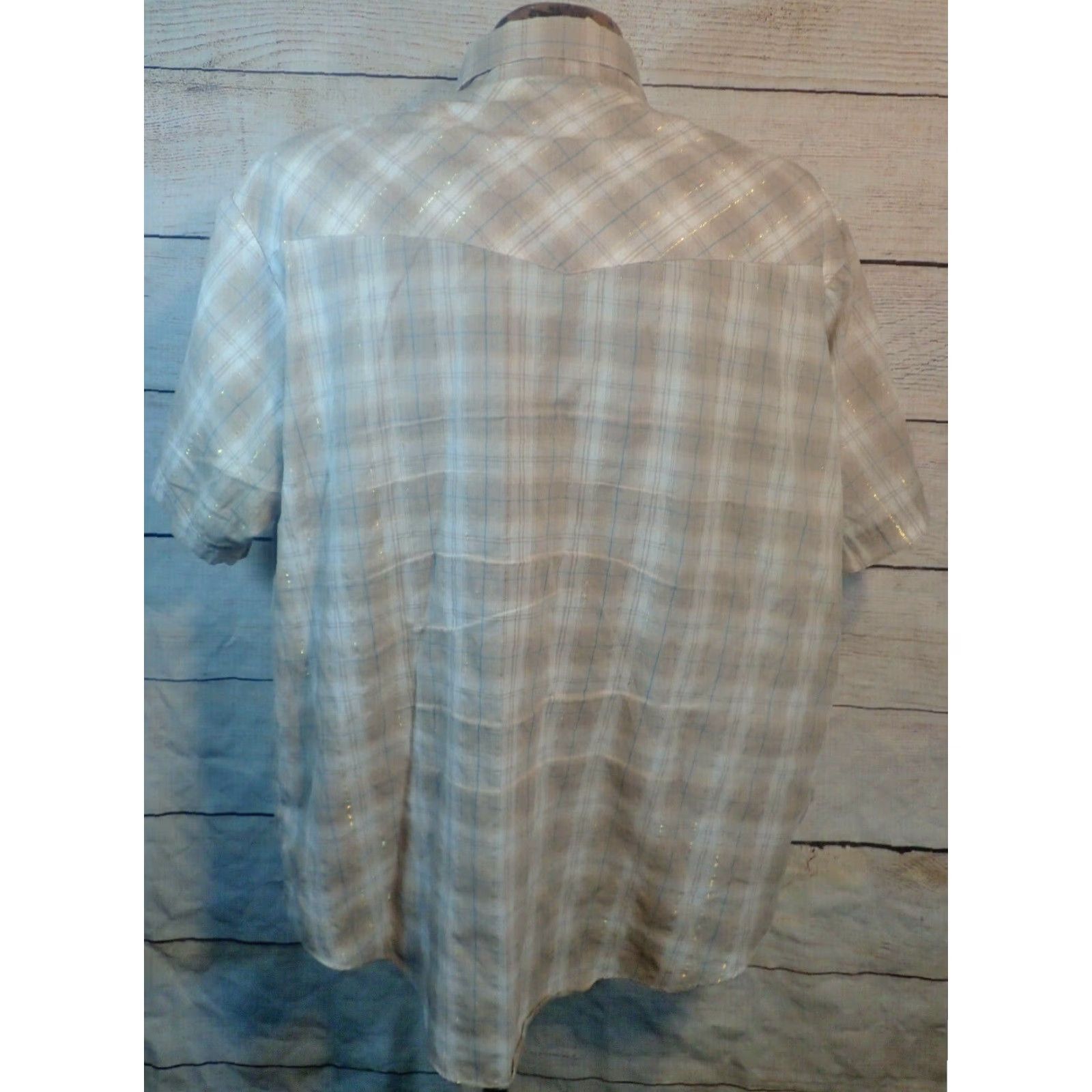 Vintage VINTAGE Plains Western Wear Cowboy Shirt XL Brown Plaid Metallic Thread Snap Closure Rockabilly Mens Size US XL / EU 56 / 4 - 3 Thumbnail
