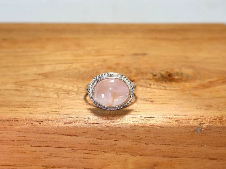 Rose Quartz Ring: Sterling Silver Handmade Pink Gemstone