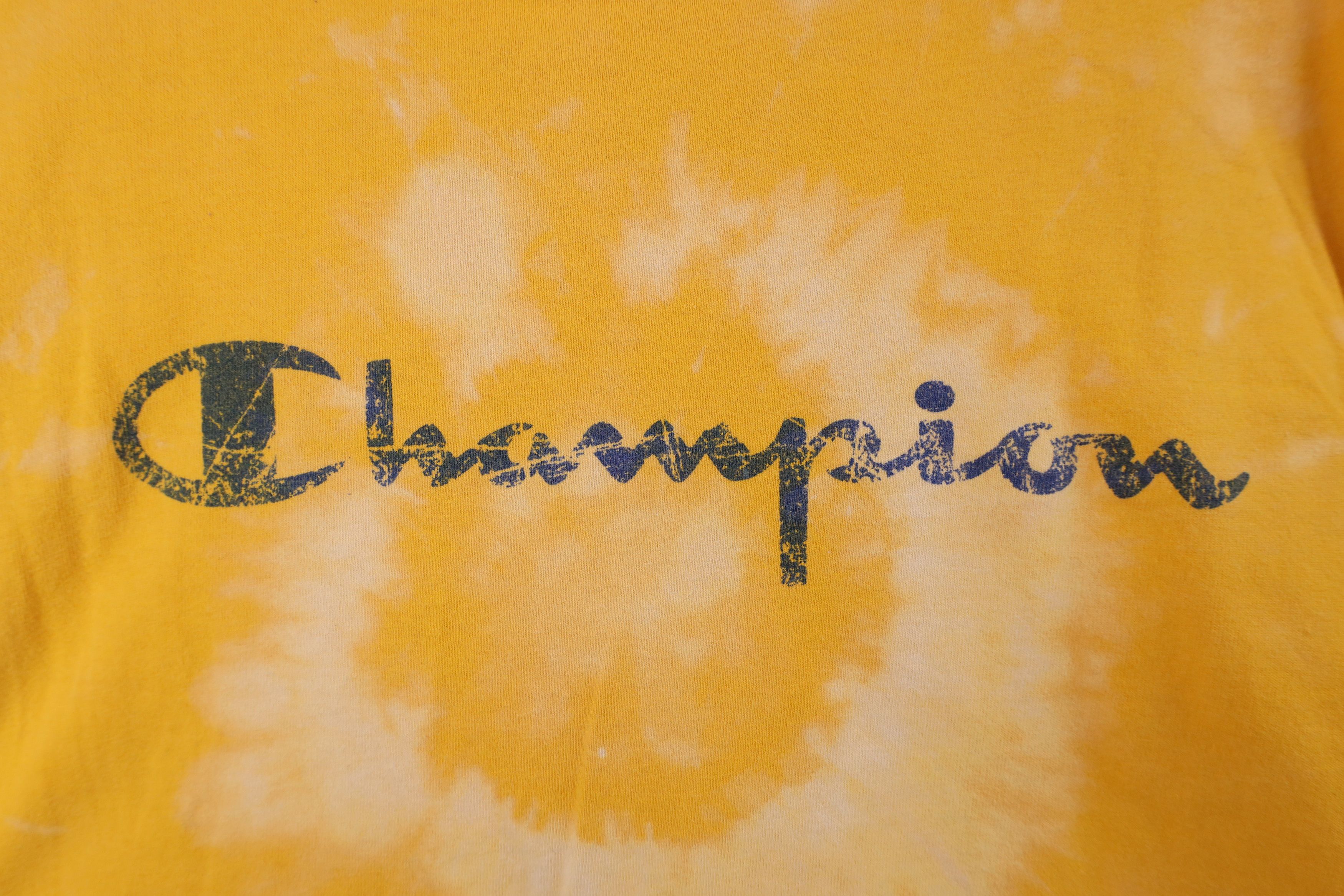Champion × Vintage Vintage 90s Champion Acid Wash Long Sleeve T-Shirt Yellow Size US L / EU 52-54 / 3 - 5 Thumbnail