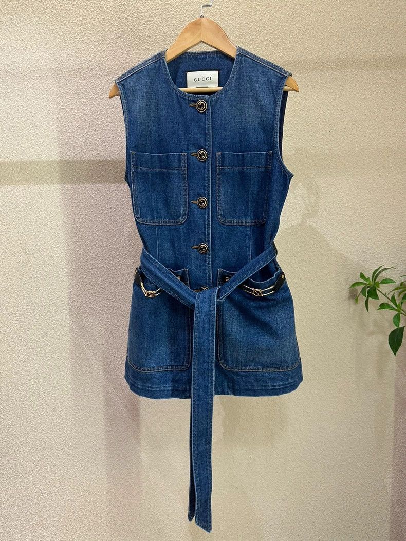 Gucci Gucci Denim Vest with Double G Buckle Size US S / EU 44-46 / 1 - 1 Thumbnail