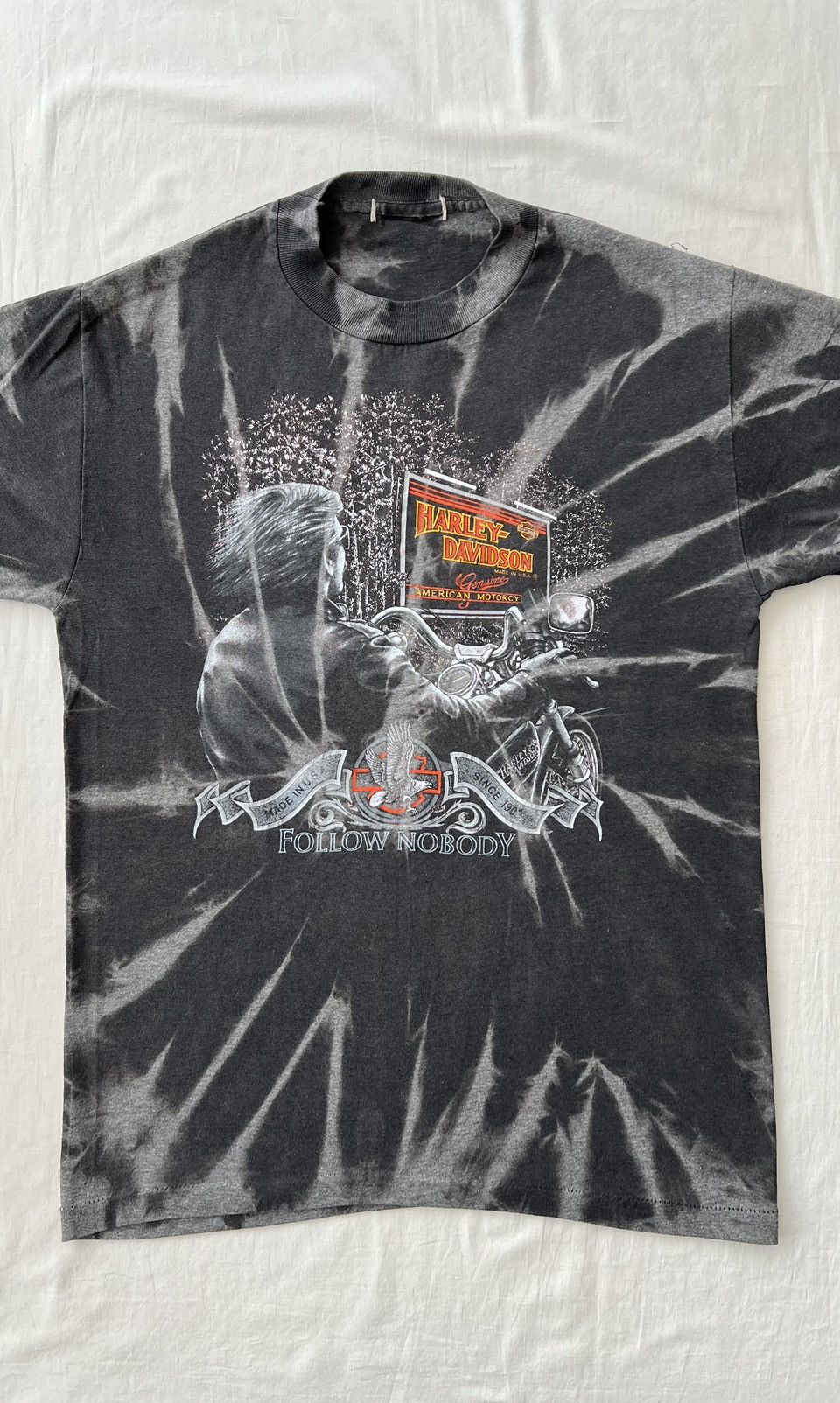 Harley Davidson Vintage 80s Harley Davidson Follow Nobody Tie Dye T-shirt Size US M / EU 48-50 / 2 - 3 Thumbnail