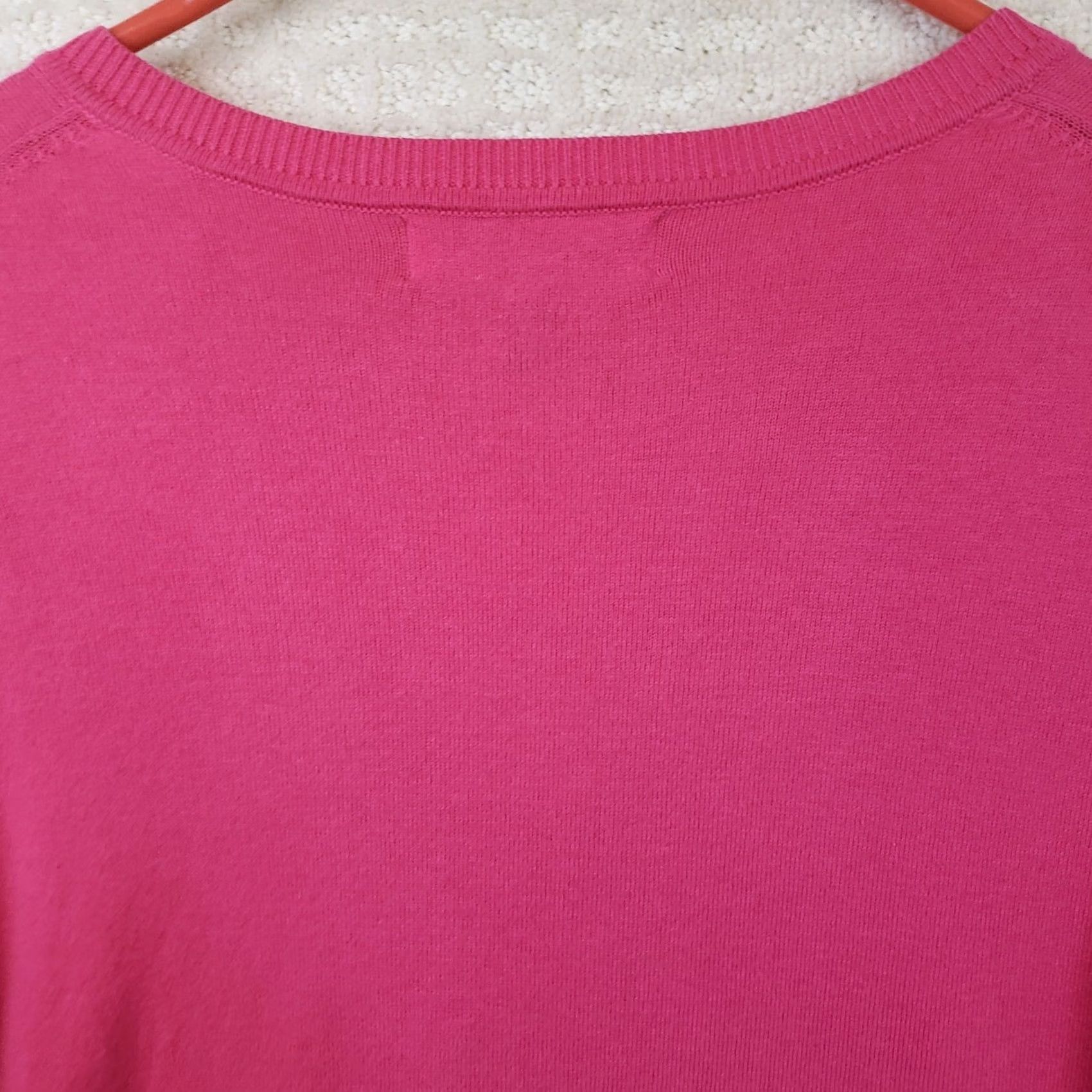 Vintage Karen Scott Women's L Cardigan Sweater Pink Cotton Blend Button Front Round Neck Long Sleeve Regular Fit Barbie Theme Casual Workwear Size L / US 10 / IT 46 - 7 Thumbnail