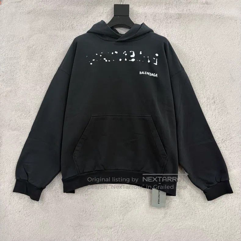 Balenciaga Balenciaga Dyed Graffiti Logo Black Hoodie Size US M / EU 48-50 / 2 - 1 Thumbnail