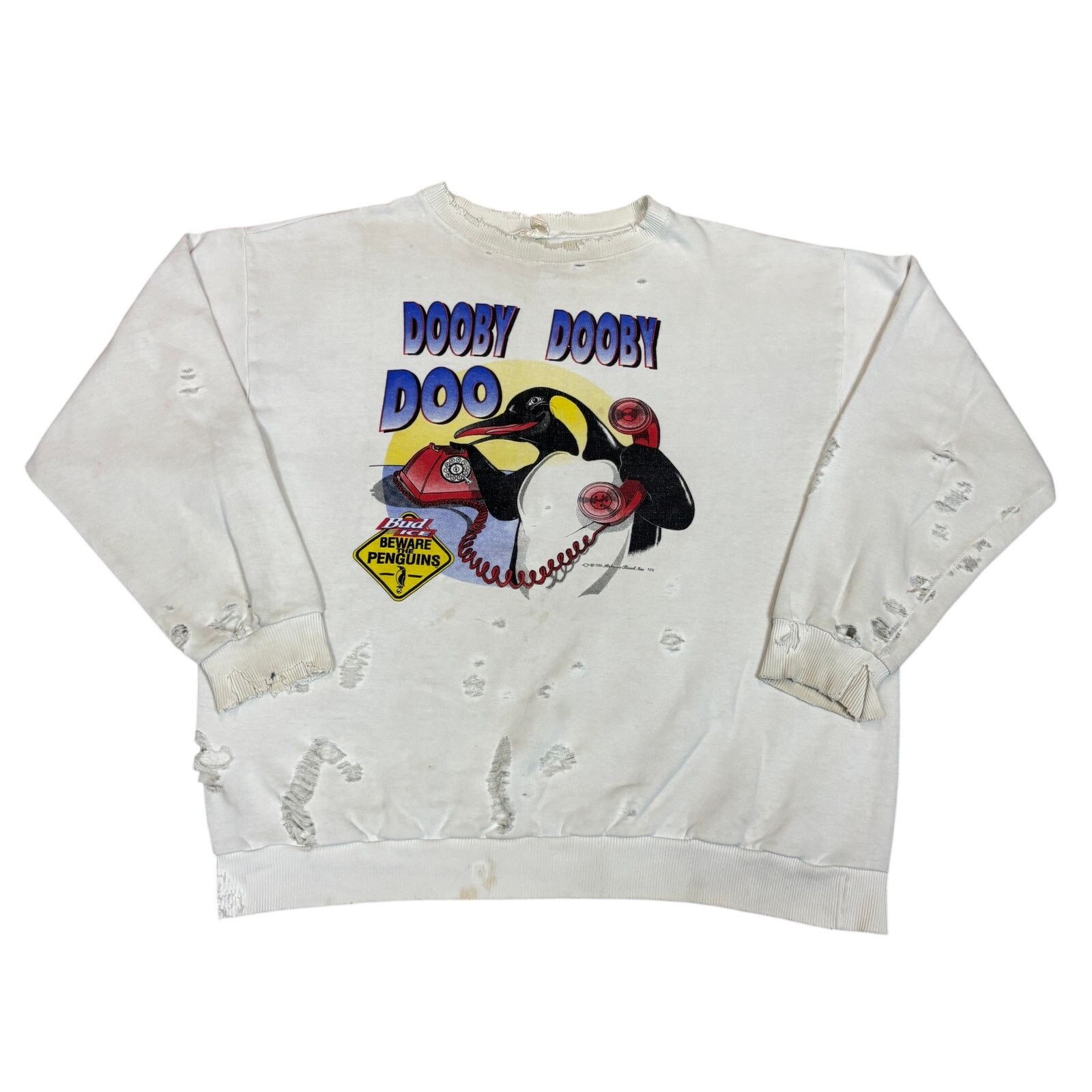 Vintage VTG 90s Bud Ice Penguin Dooby Doo Distressed Sweatshirt XL Size US XL / EU 56 / 4 - 1 Thumbnail