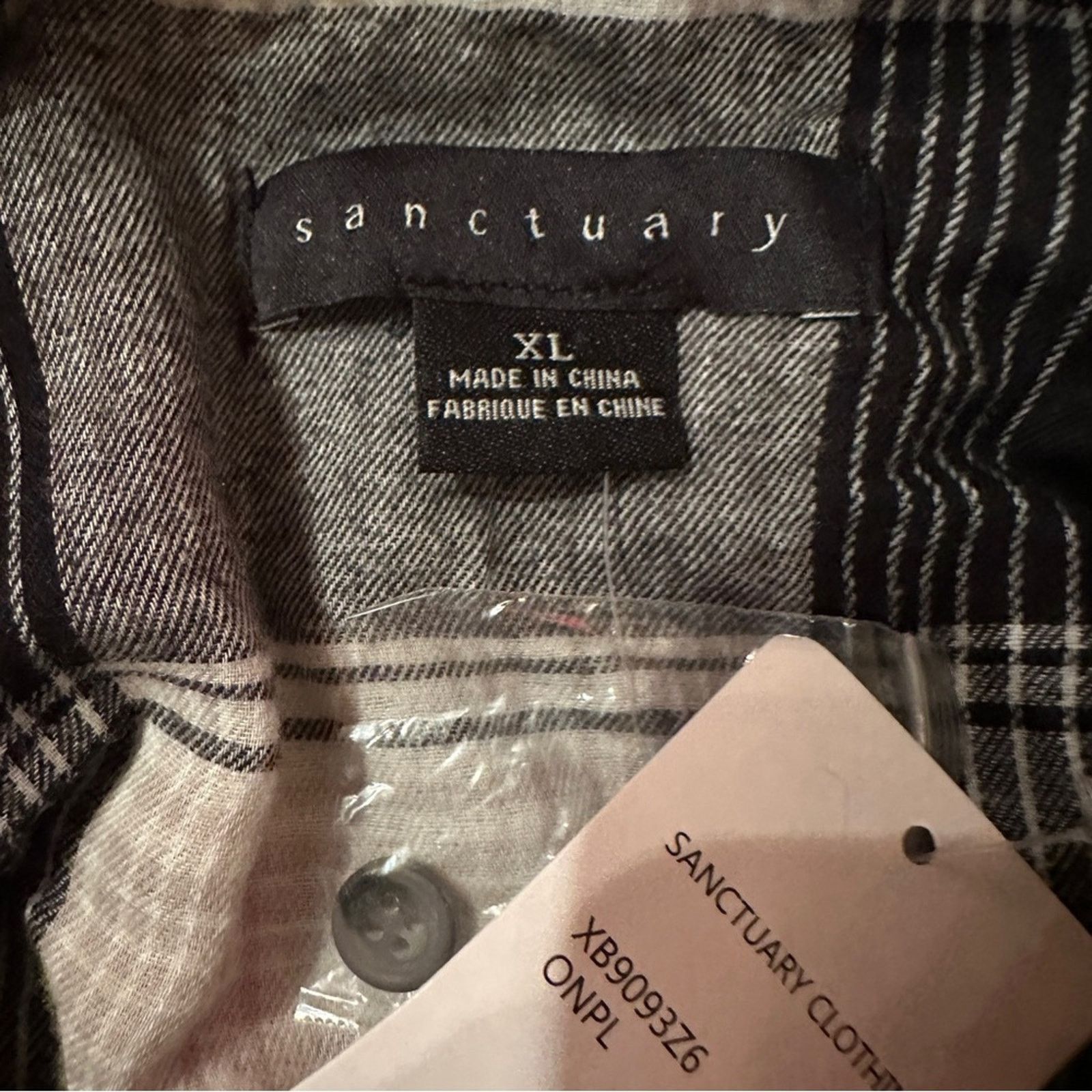 Sanctuary Sanctuary Leading Lady Black & White Plaid Button Down Shirt Size XL / US 12-14 / IT 48-50 - 5 Thumbnail