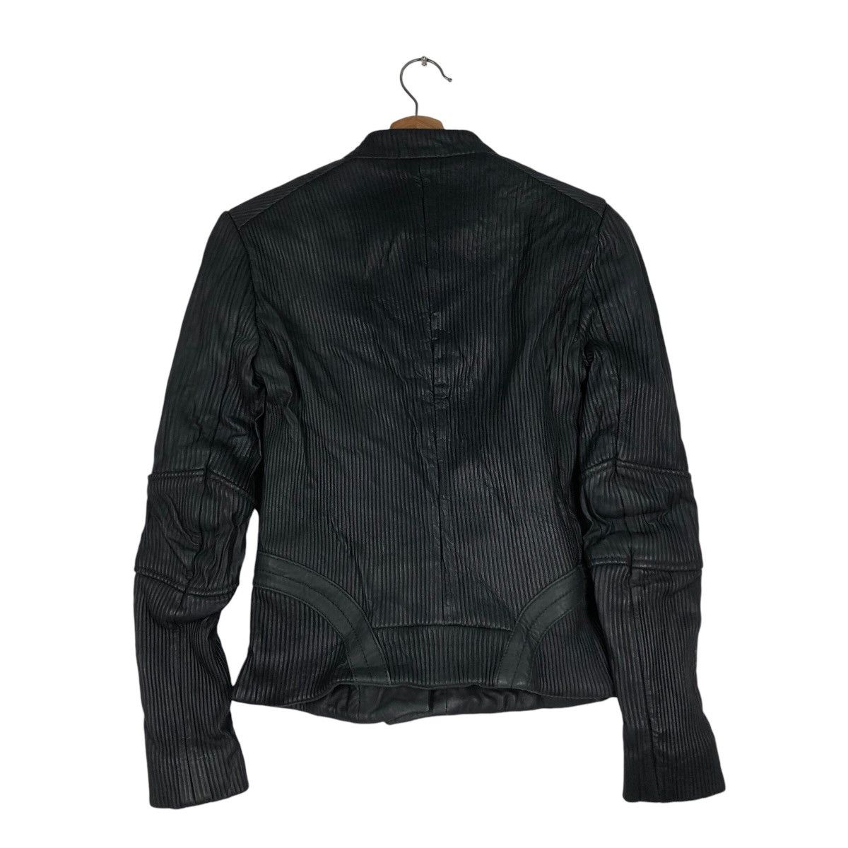 Japanese Brand 📌Cropped Biker Leather Jacket Pleated Maje Bondage Design Size XS / US 0-2 / IT 36-38 - 9 Thumbnail