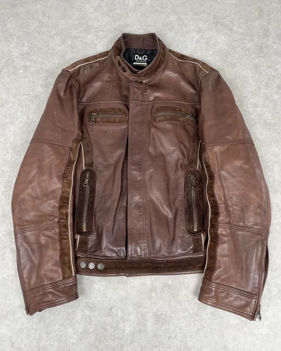 Dolce & Gabbana SS2005 Dolce & Gabbana Brown Hybrid Leather Premium Jacket Size US L / EU 52-54 / 3 - 1 Thumbnail
