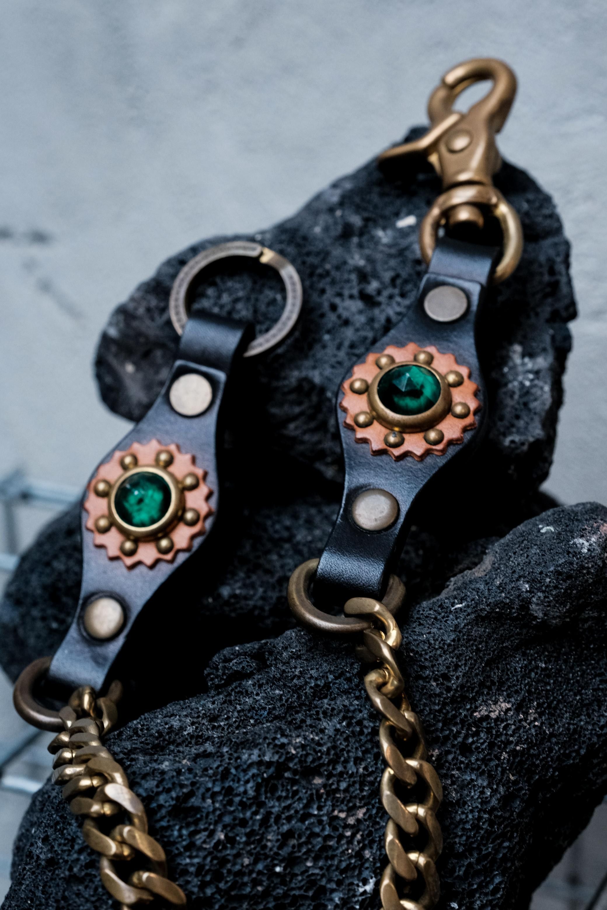 Other CALEE Leather Wallet Chain GREEN/RED Size ONE SIZE - 3 Thumbnail