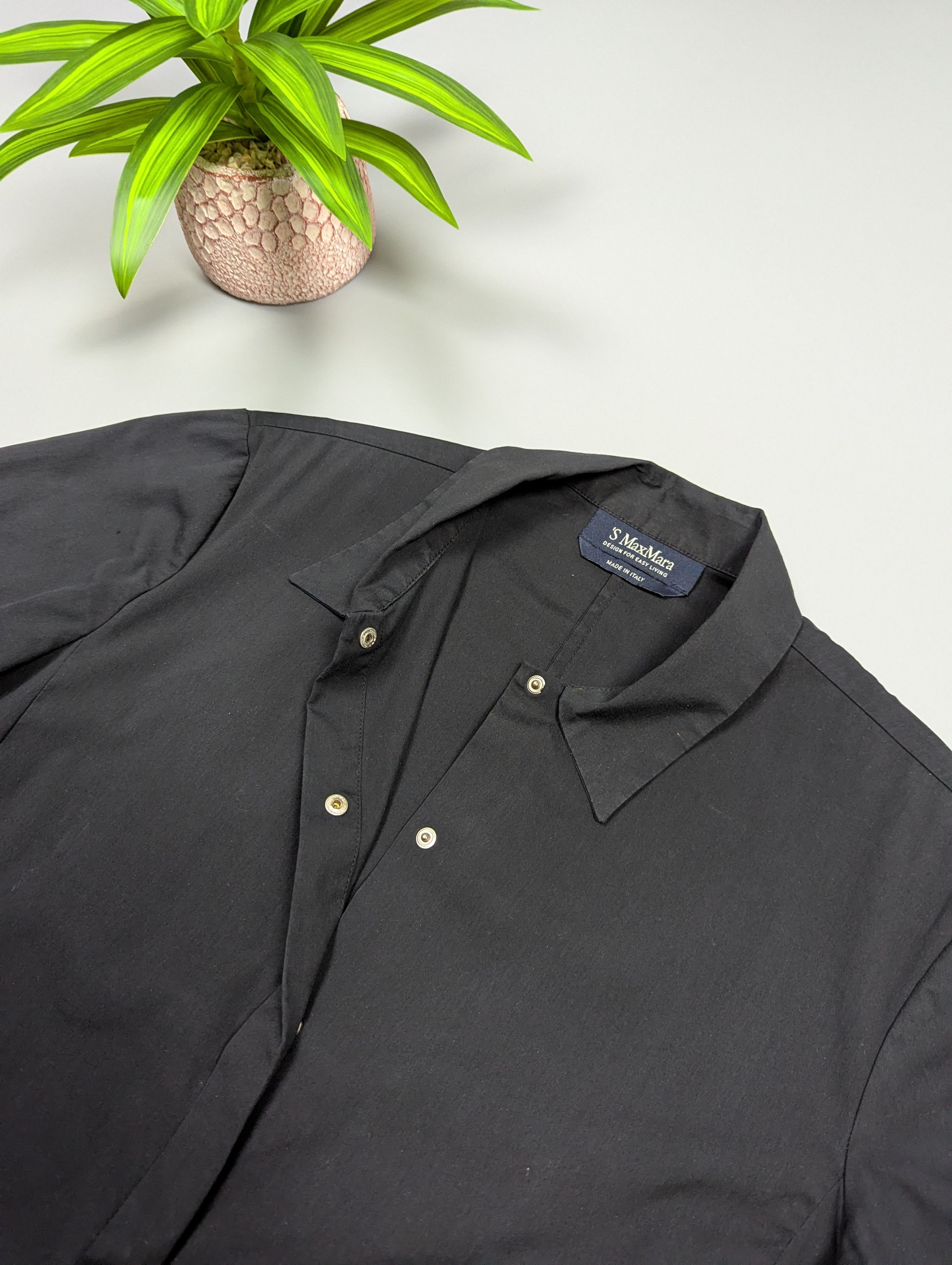 Max Mara S’Max Mara Black Snap Button Short Sleeve Top Minimalist Size M / US 6-8 / IT 42-44 - 9 Thumbnail