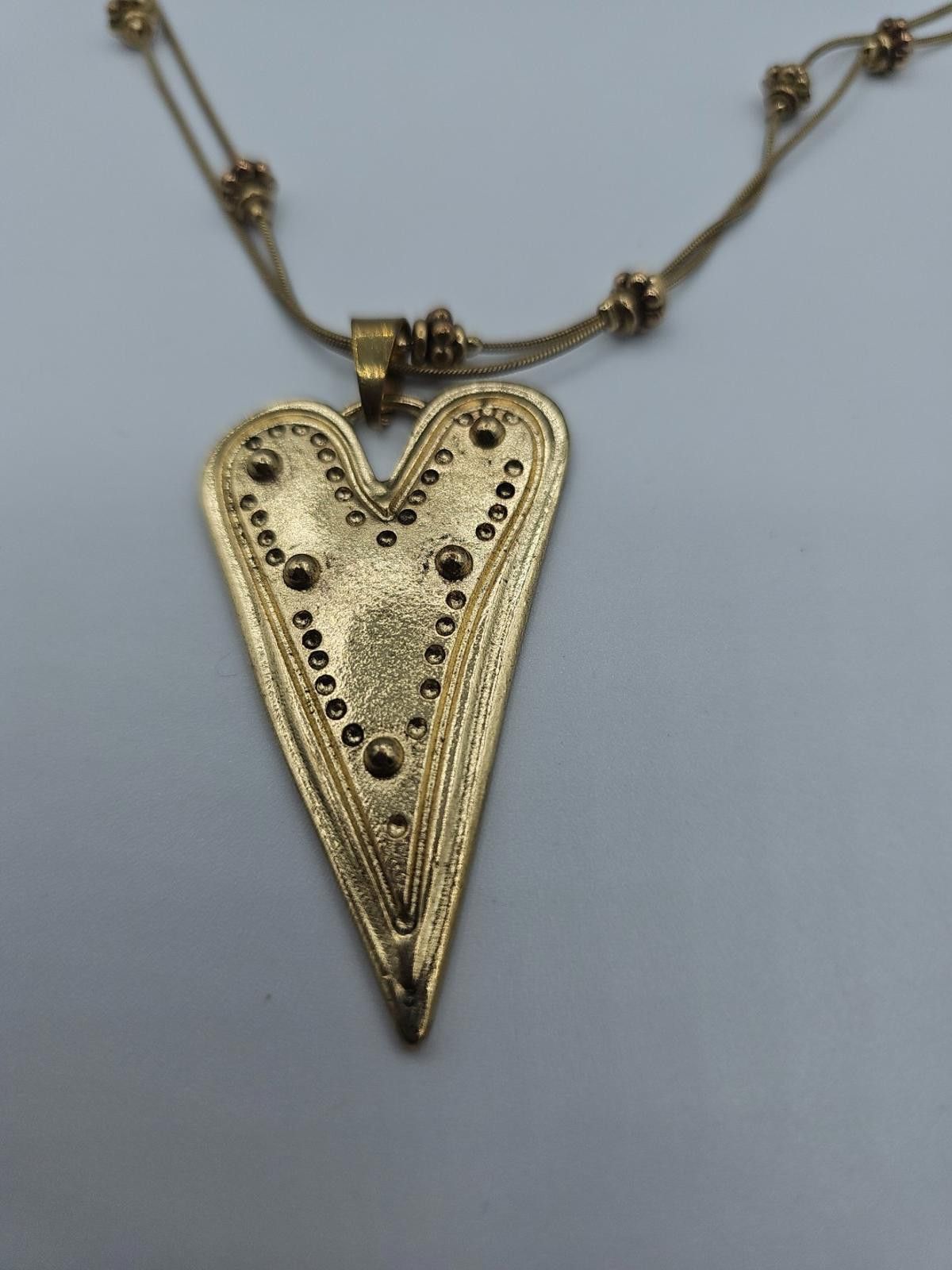 The Unbranded Brand Gold-tone Heart Charm Chain Necklace W/Bead Accents 14-17" Size ONE SIZE - 2 Thumbnail