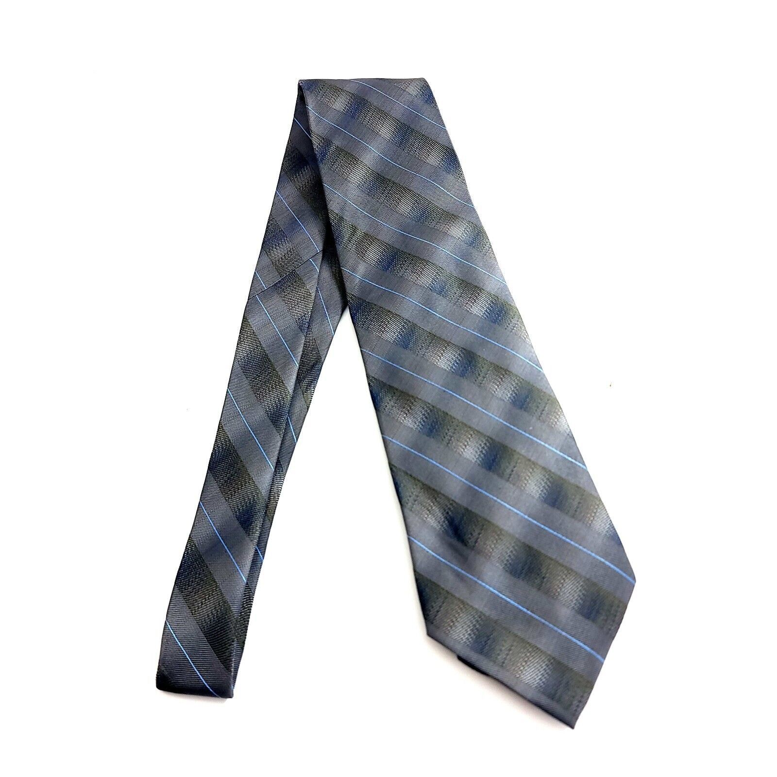 Vintage Fabio Fazio Woven Green Blue Woven Plaid Silk Tie Size ONE SIZE - 6 Thumbnail