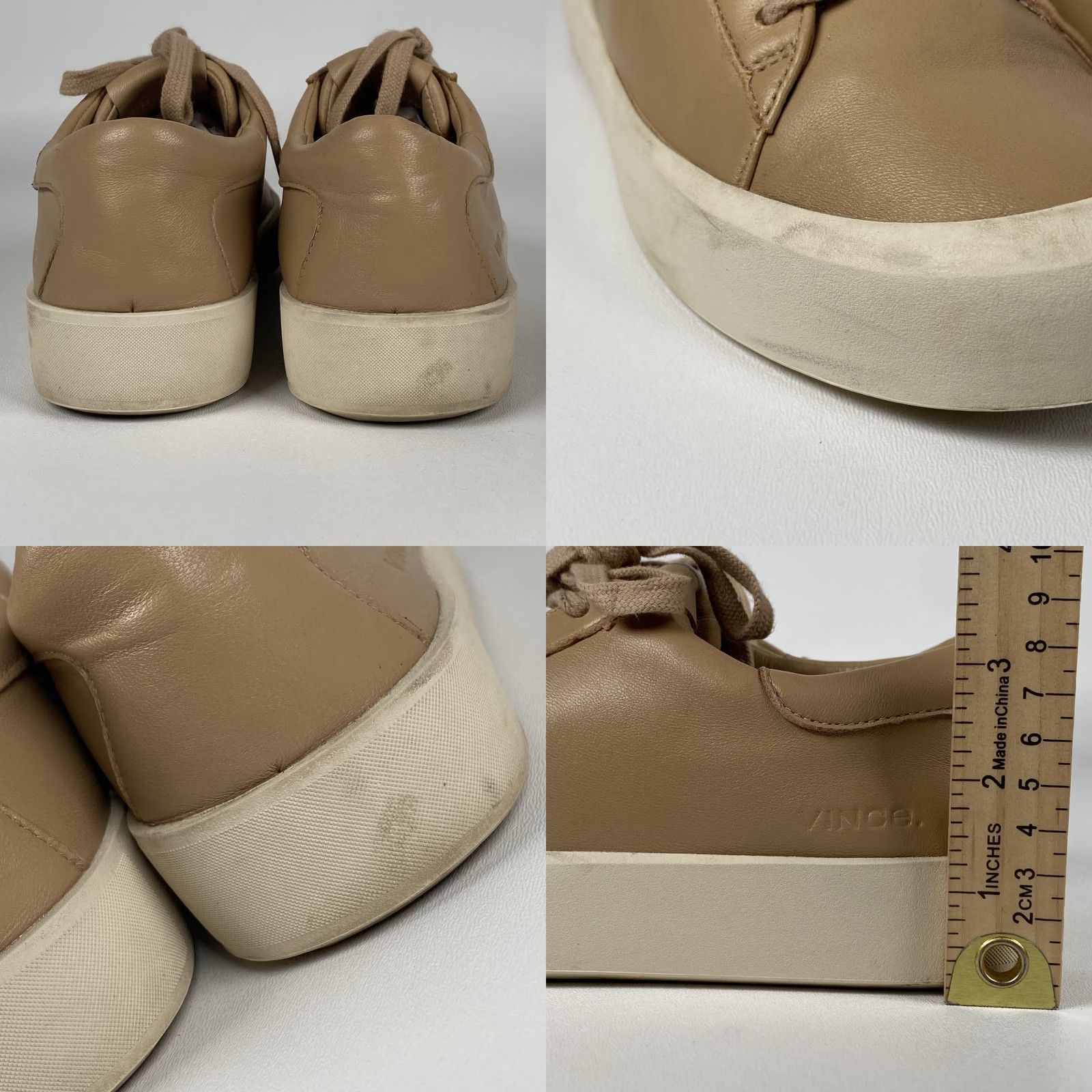 Vince Vince Womens Gabi Sneakers US 7M Eur 37 Beige Leather Size US 7 / IT 37 - 8 Thumbnail