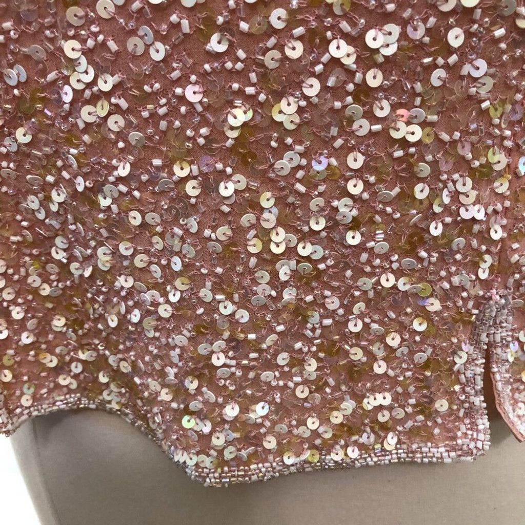 Vintage beaded sequined silk shiny pink blouse cocktail Sz XL Size XL / US 12-14 / IT 48-50 - 9 Thumbnail