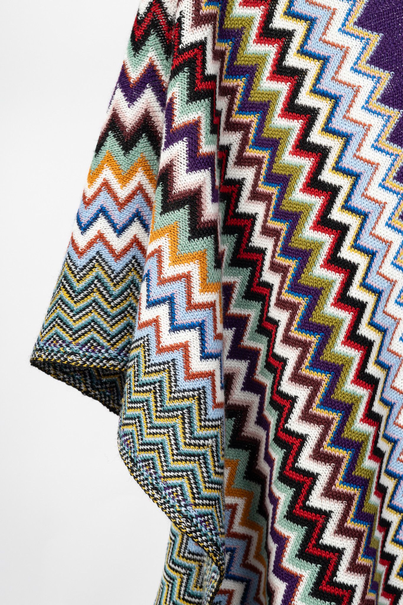 Missoni Missoni Purple Chevron Wool-Knit Fringe Poncho Size ONE SIZE - 6 Thumbnail