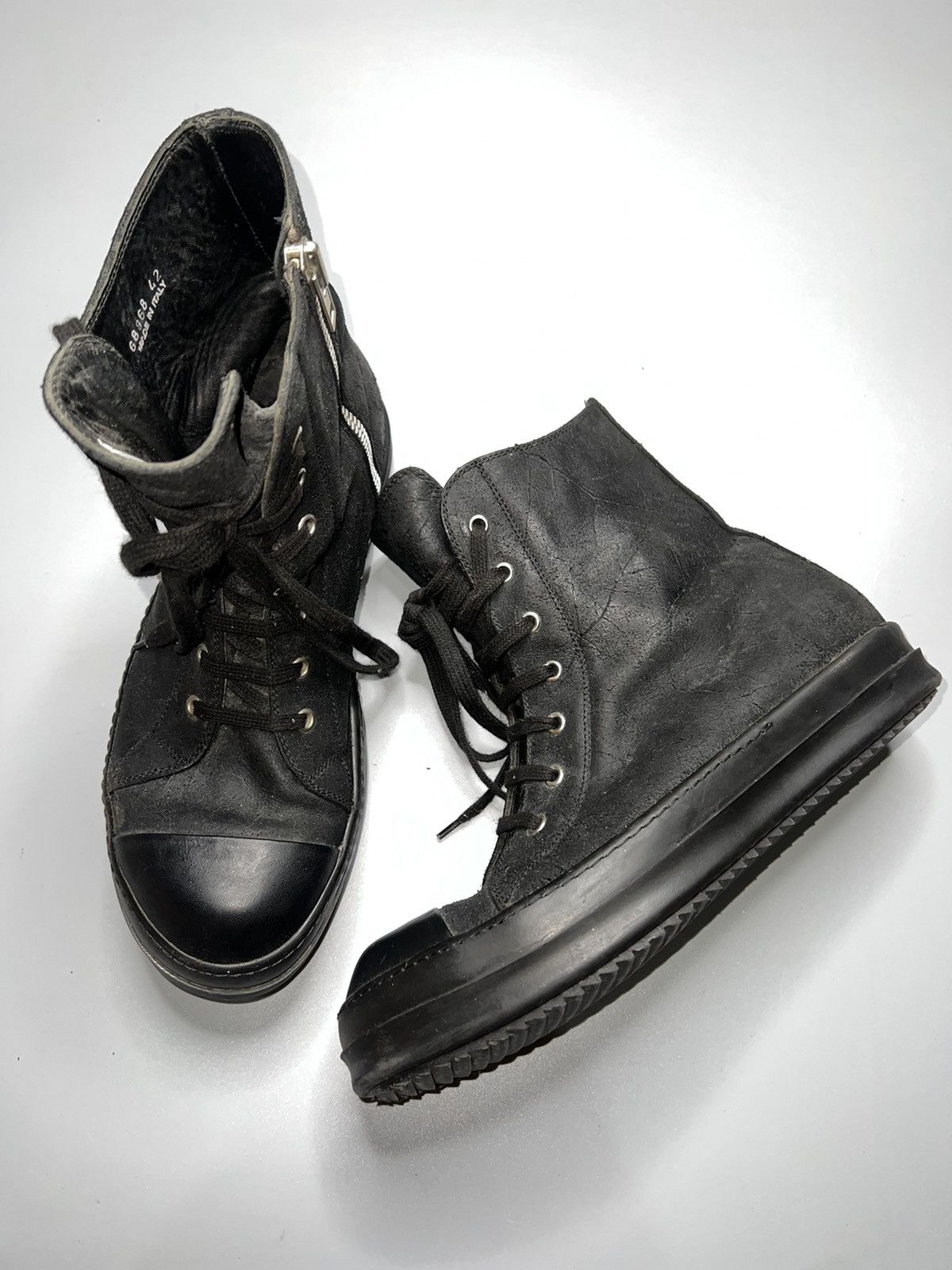 Pre-owned Rick Owens F/w 11 Blistered Leather Ramones Shoes In Black