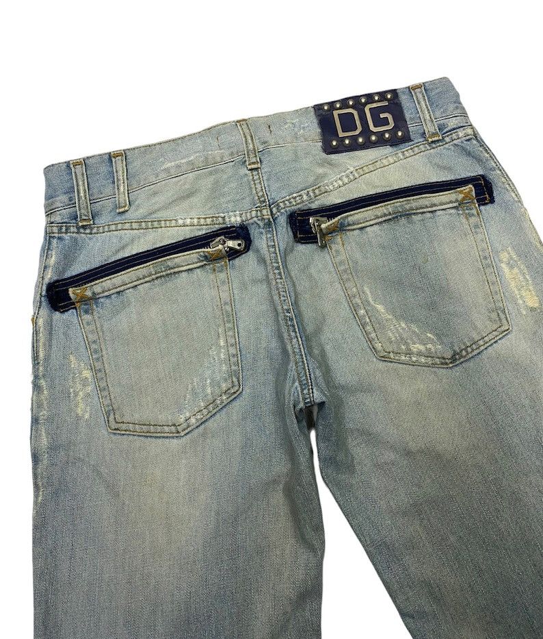 Dolce & Gabbana × Vintage Dolce & Gabbana Zipper Pocket Distressed Denim Jeans Size US 33 - 5 Thumbnail