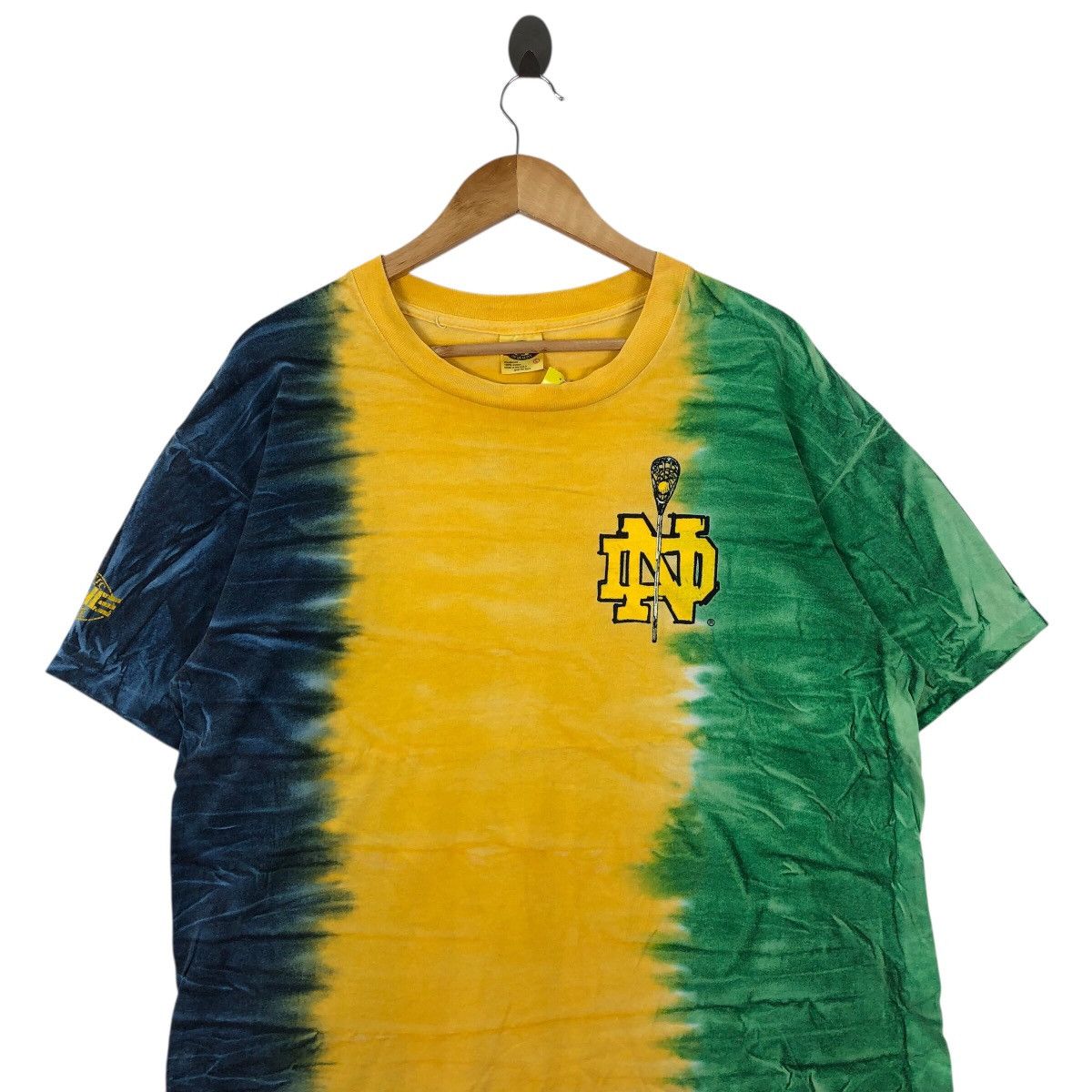 Vintage Vintage 90s Notre Dame LACROSSE Irish NCAA Tye Dye T Shirt Size US L / EU 52-54 / 3 - 4 Thumbnail