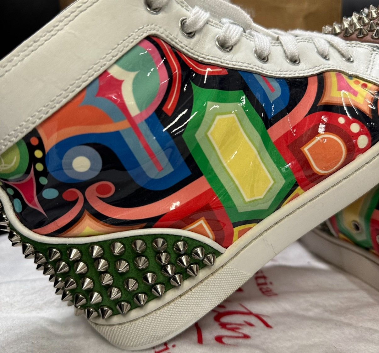 Christian Louboutin Christian Louboutin Multicolor Spiked Sneakers – original Size US 8 / EU 41 - 2 Thumbnail