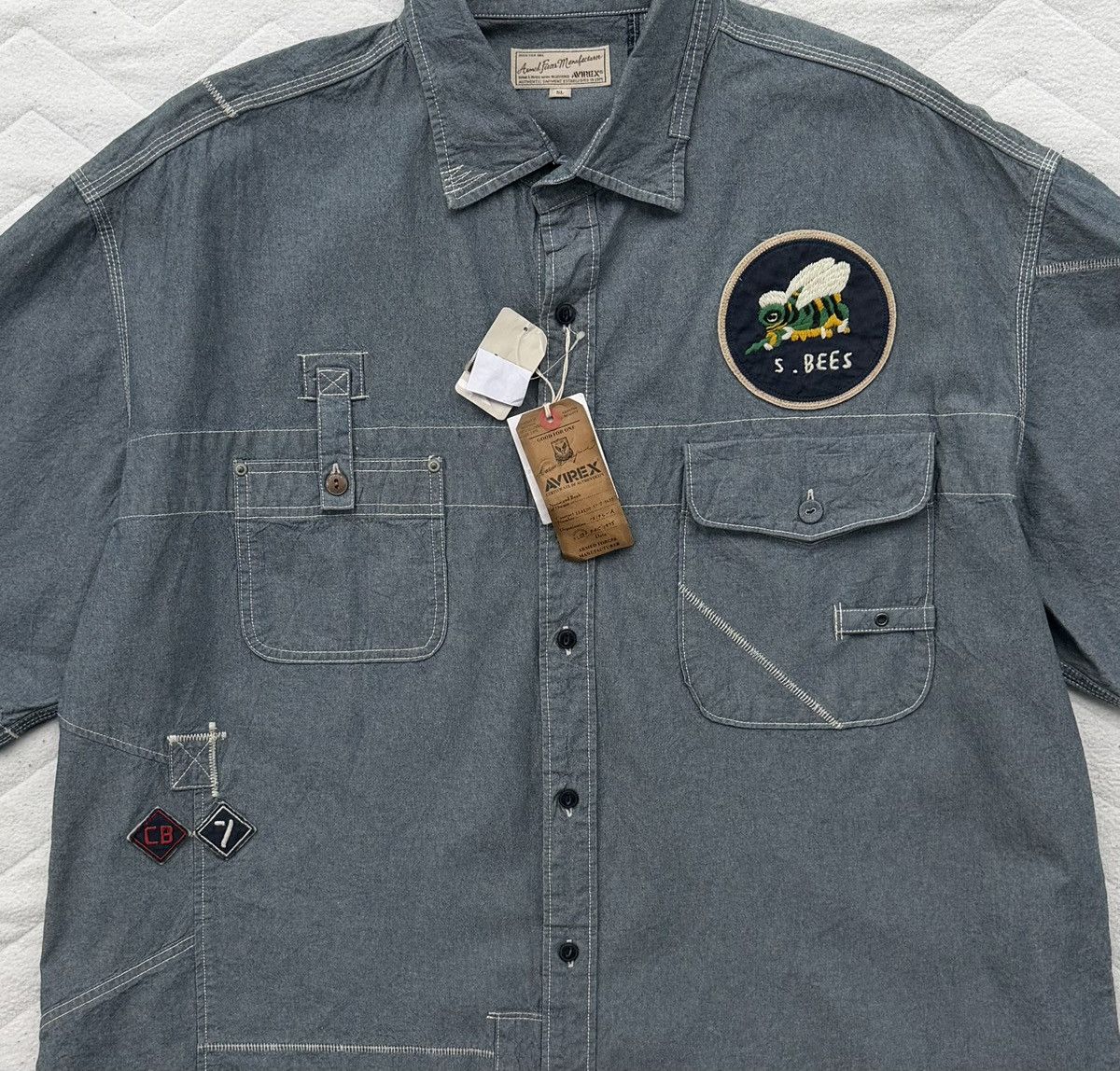 Avirex Avirex U.S Navy Patch Shirt Military Workwear Denim Style Size US XXL / EU 58 / 5 - 4 Thumbnail