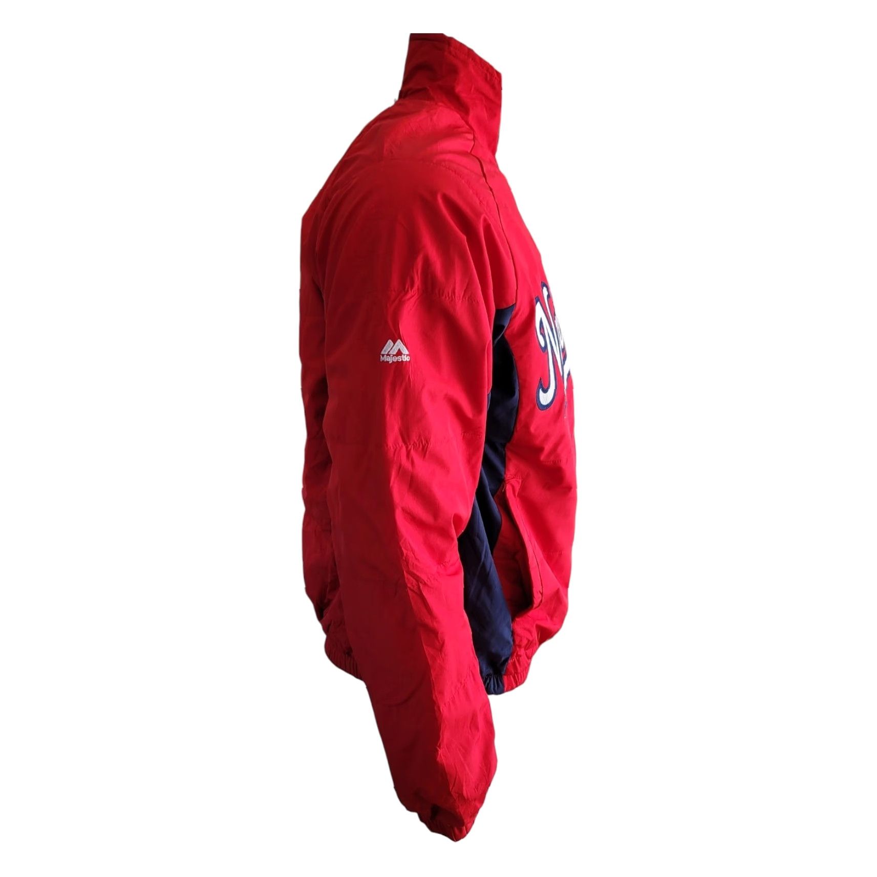 VonZipper Washington Nationals Majestic MLB Zip-Up Logo Jacket S Men Red Lined Fleece Bomber Jacket Size US S / EU 44-46 / 1 - 3 Thumbnail