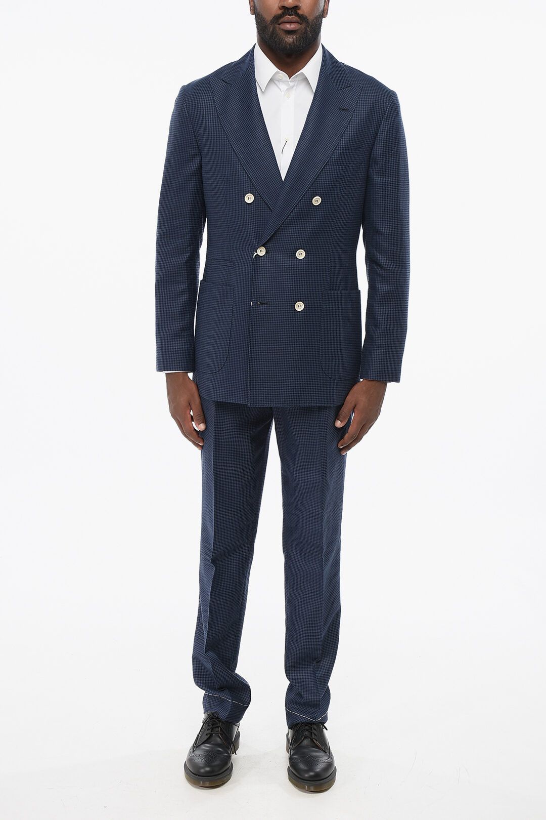Brunello Cucinelli og1mm0725 Wool Blend Double-breasted Suit in Blue Size US XL / EU 56 / 4 - 1 Thumbnail