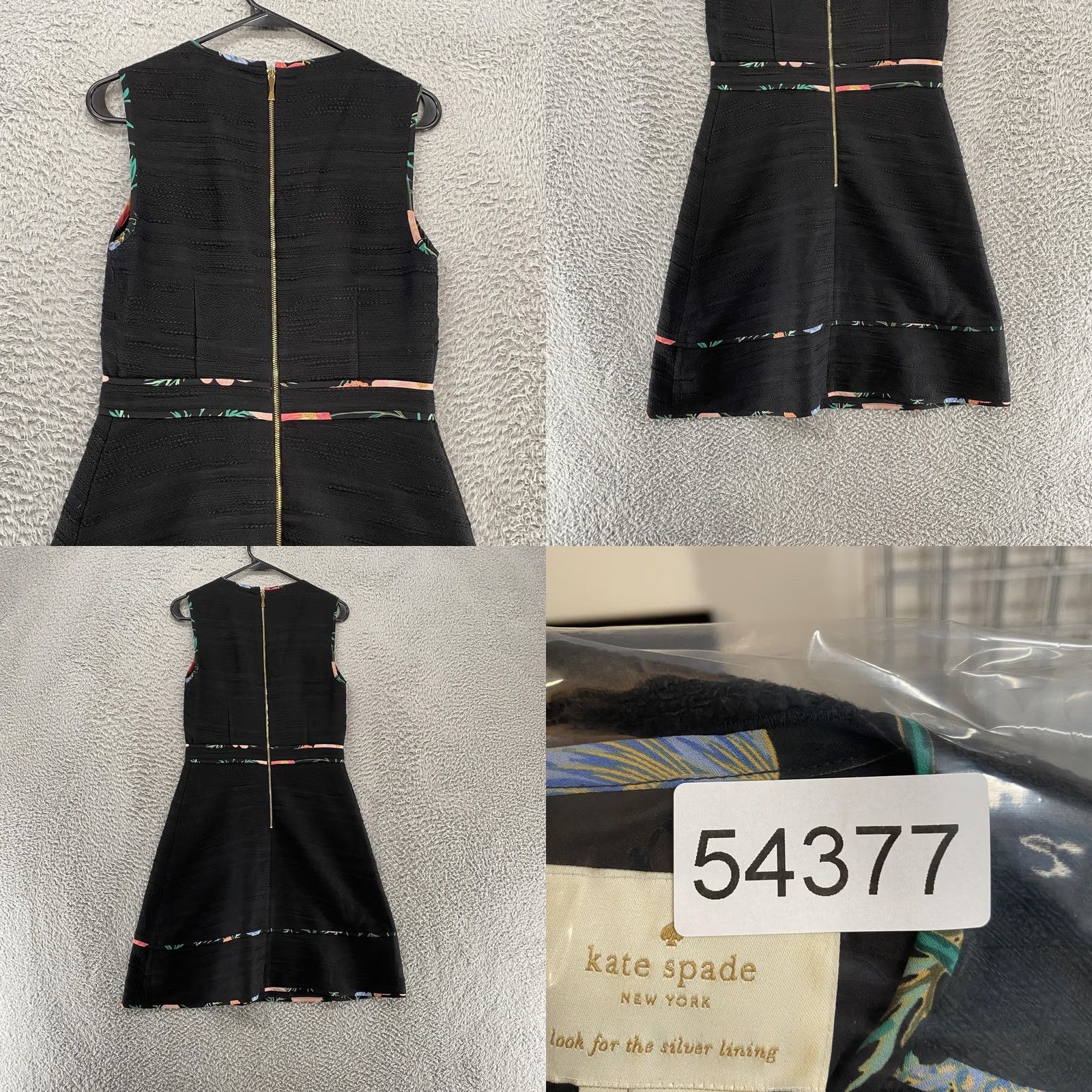 Vintage VINTAGE Kate Spade New York Tweed Dress Womens 4 Black Fit Flare Floral Blossom Trim Size S / US 4 / IT 40 - 8 Thumbnail
