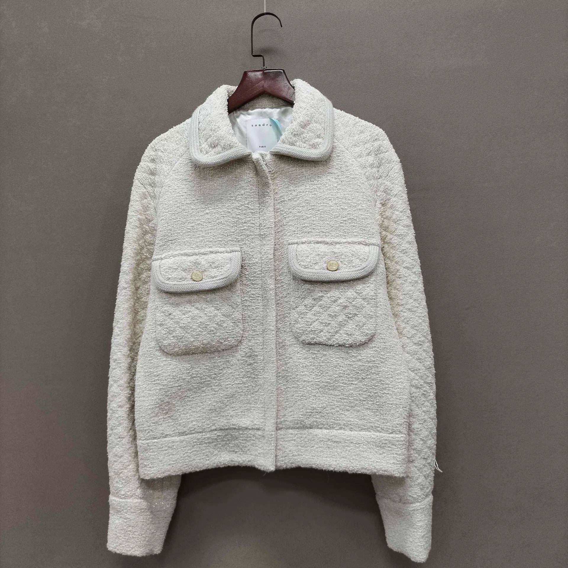 Sandro SANDRO Mint Coco-style tweed short jacket Size 34 Size XXS / US 00 / IT 34 - 1 Thumbnail
