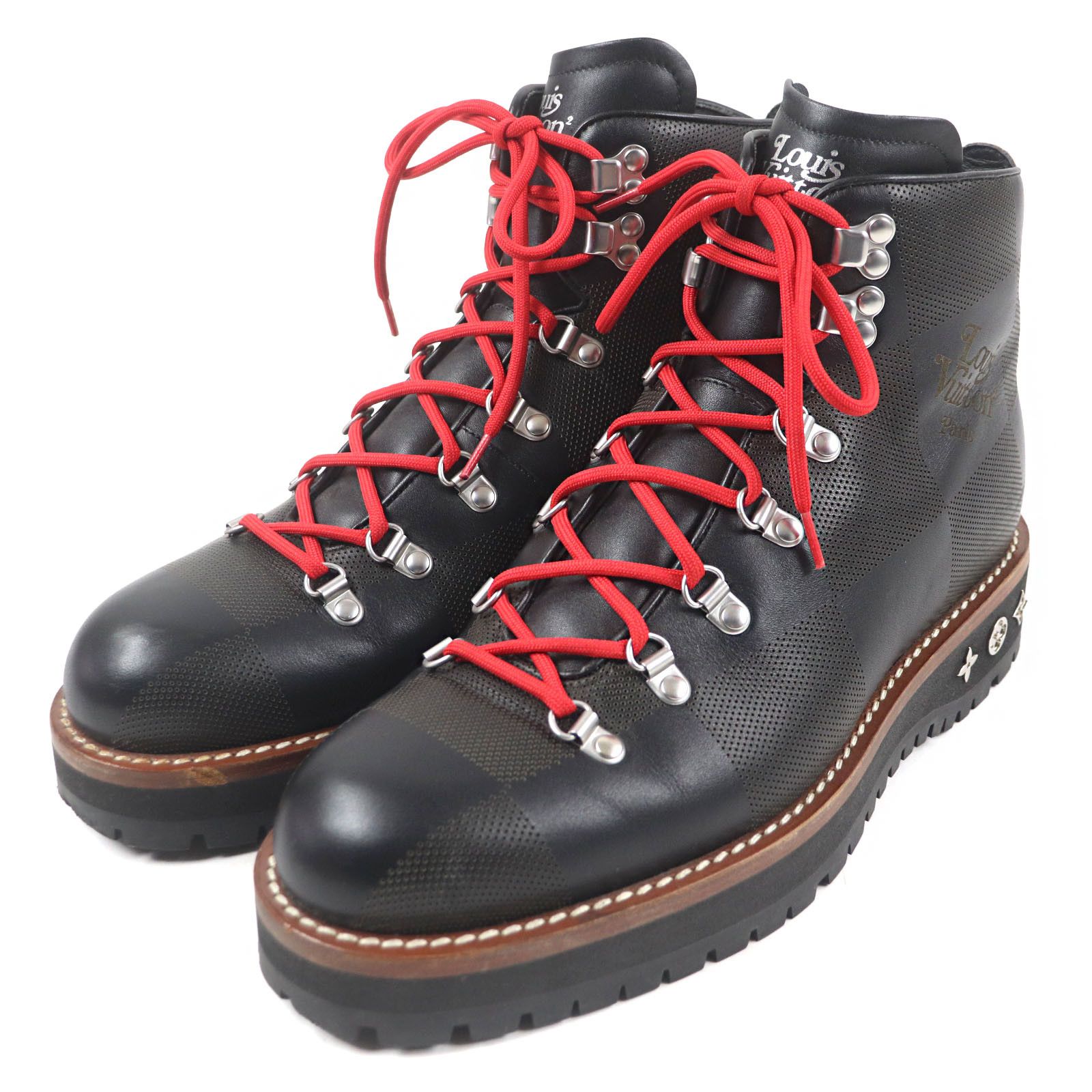 Louis Vuitton Louis Vuitton Nigo Damier Giant Logo Monogram Leather Boots Leather Shoes 1A81De in Black