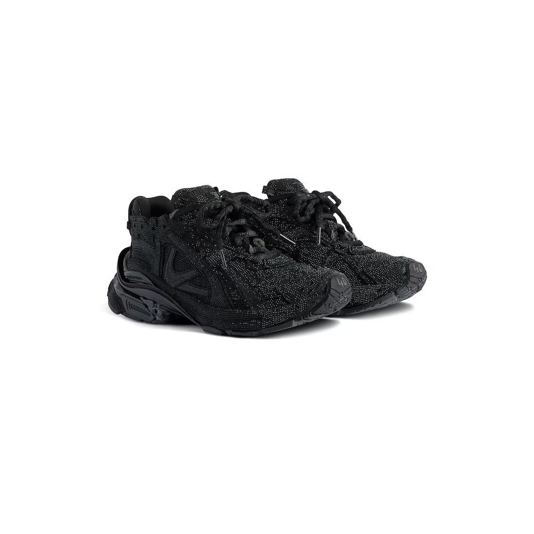 BALENCIAGA Runner $2590 Women's Black With Rhinestones Sneak
